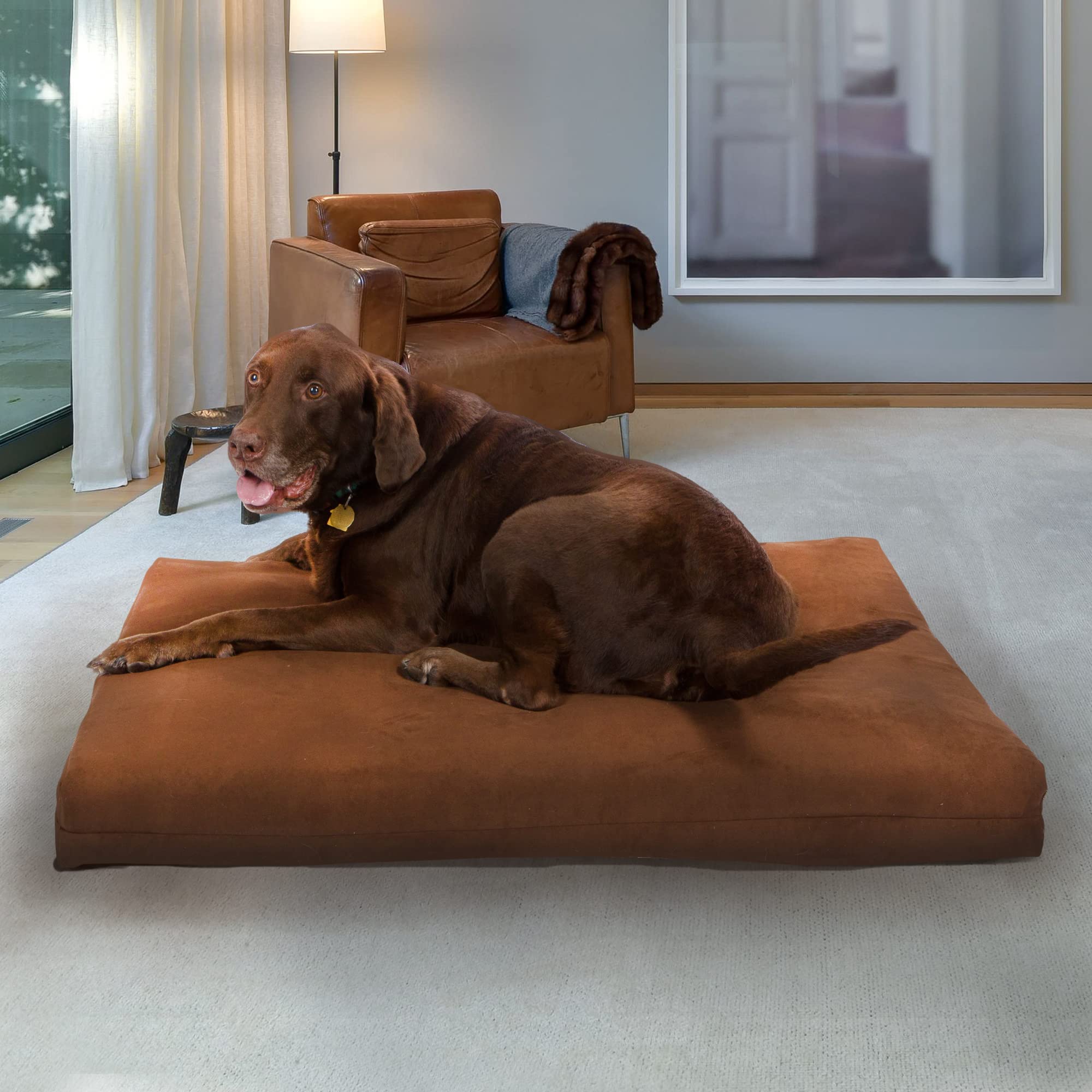 Orthopedic Dog Bed with Gel Memory Foam - Washable Luxury Pet Bed for Large Dogs, Removable Cover & Joint Support - Perfect for Sleeping, Arthritis Relief & Comfort in Brown (X-Large) - Ideal for Home, Kennel & Senior Dogs