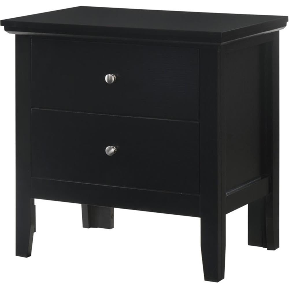 Glory Furniture Primo 2-Drawer Nightstand in Black - Modern Bedside Table for Bedroom Storage & Organization
