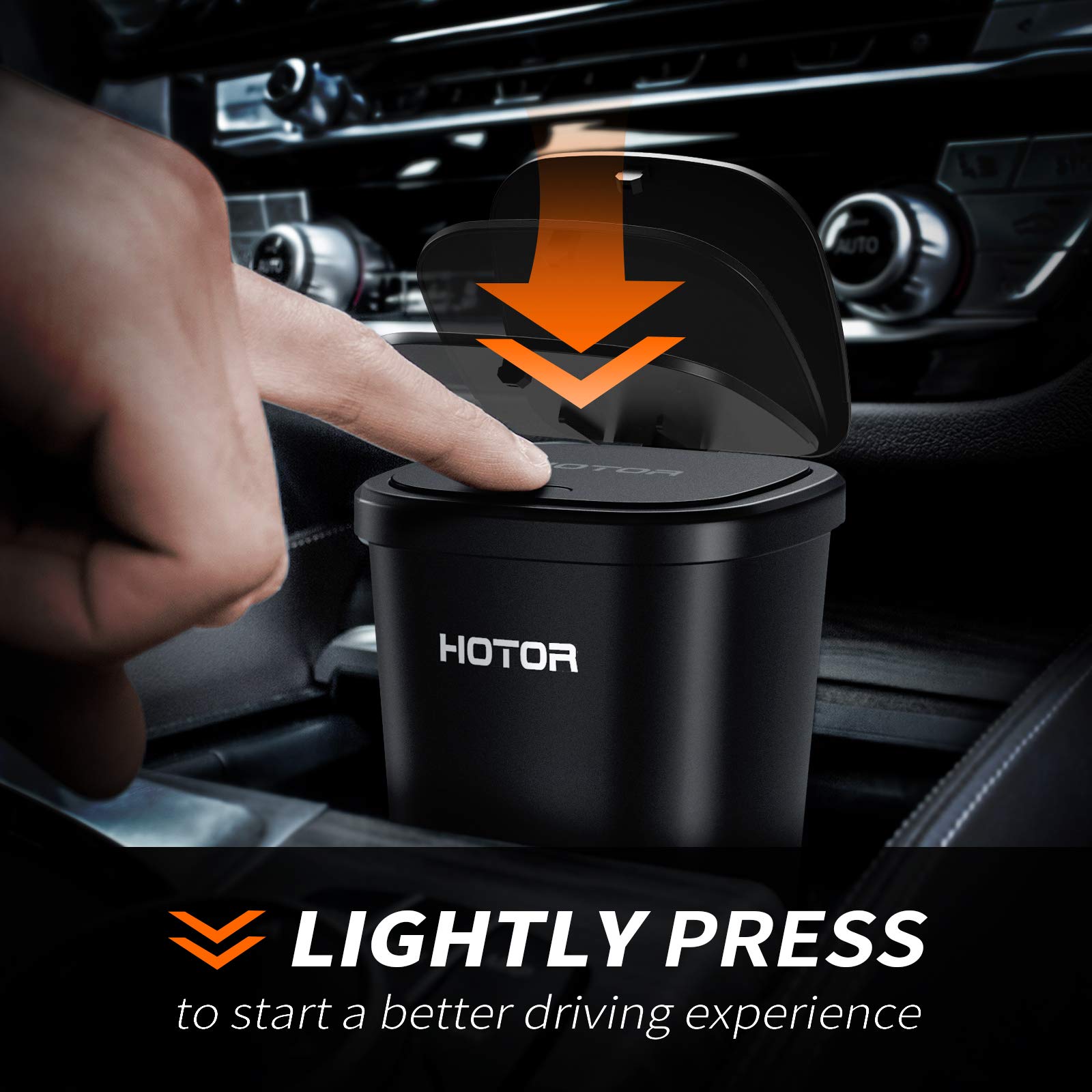 HOTOR Car Trash Can with 30 Extra Trash Bags - Multipurpose Auto Waste Bin for Car, Office & Home Use - Leakproof & Portable Vehicle Garbage Container (2 Pack) - Perfect for Road Trips, Daily Commute & Workspace Organization