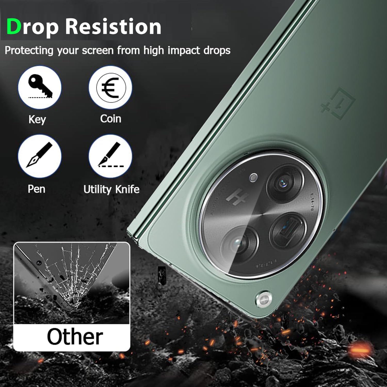 2+2 Pack OnePlus Open Tempered Glass Screen Protector (Front Screen) + Camera Lens Protector - 9H Hardness, Anti-Scratch & Anti-Fingerprint - Perfect for Daily Protection & Outdoor Activities