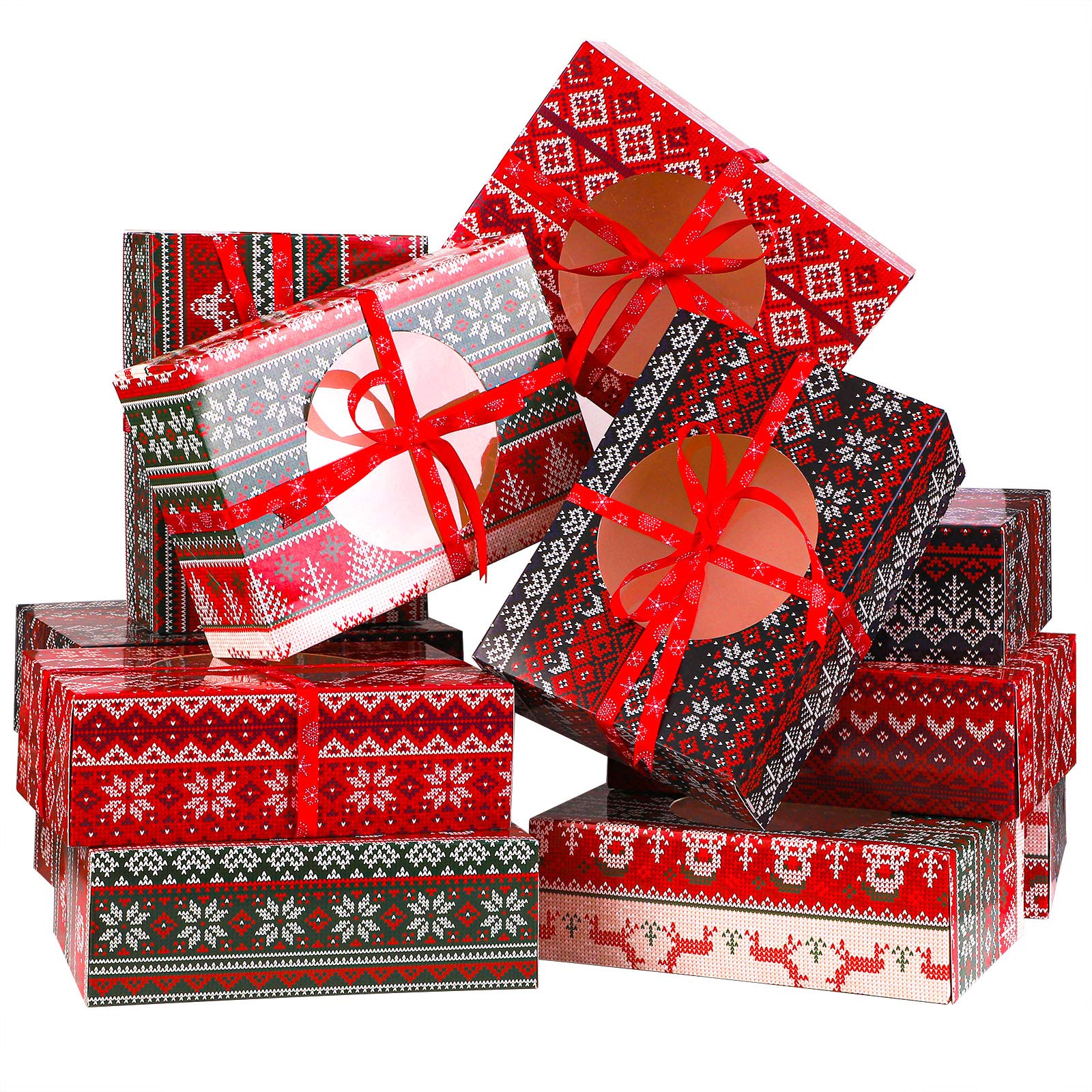 12 Pack Ugly Christmas Sweater Cookie Boxes - Xmas Gift Bags for Holiday Treats & Decor