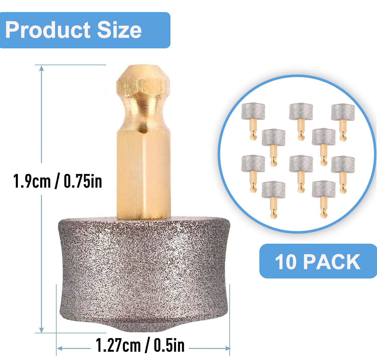10 Pack Dog Nail Grinder Replacement Heads - Diamond Tip Pet Grooming Tools for Cats & Dogs - Compatible with Casfuy Electric Nail Trimmer - Perfect for At-Home Pet Paw Care & Nail Maintenance
