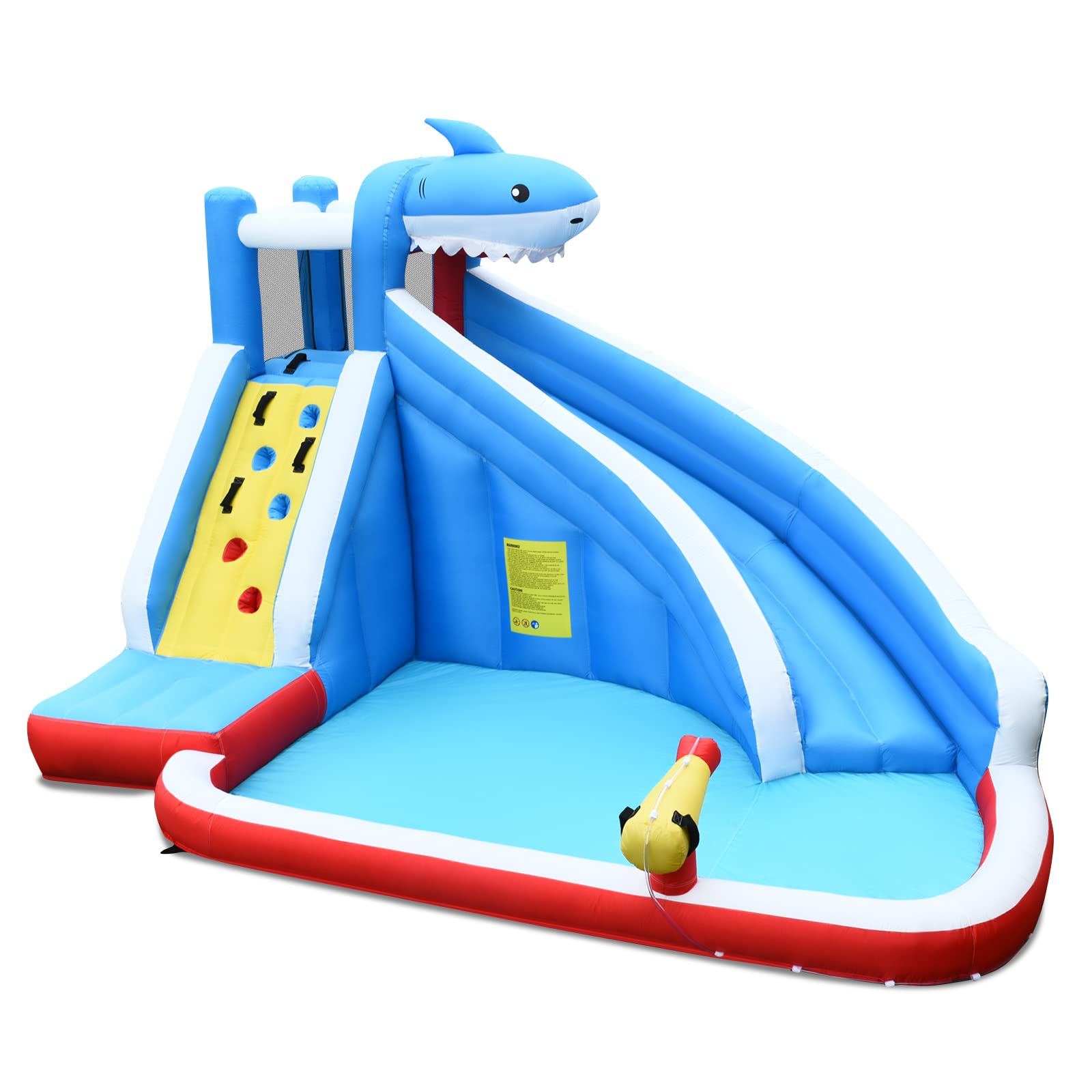 **HONEY JOY Inflatable Water Slide with Shark Theme - 12ft Blow Up Bounce House for Backyard, Kids & Adults - Includes Climbing Wall & 750W Blower - Perfect for Summer Parties, Birthdays & Outdoor Fun**