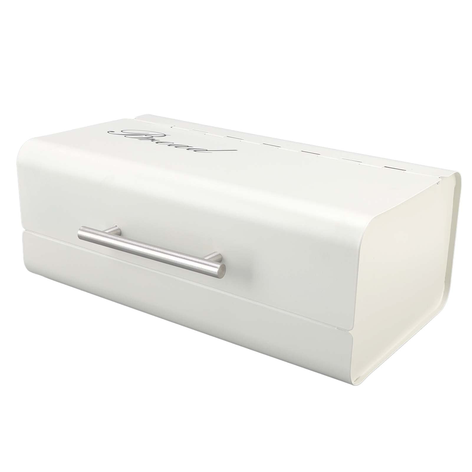 Jopwkuin Bread Storage Box - Countertop Bread Bin with Clamshell Door, Space-Saving Kitchen Organizer for Bread, Pastries & Baked Goods - Durable Iron Material (White) - Perfect for Home, Office & Restaurant Use