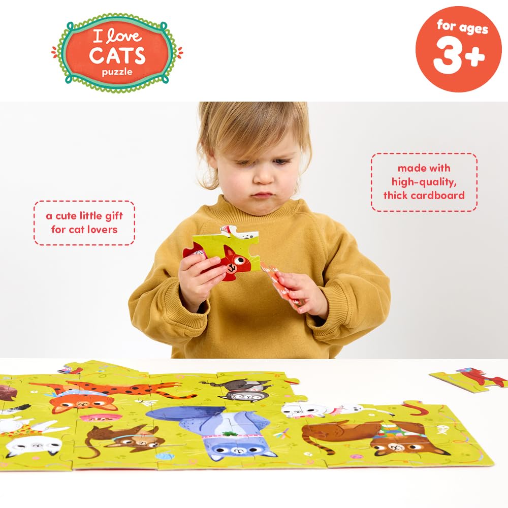 I Love Cats Puzzle - 24-Piece Large Floor Jigsaw Puzzle for Kids Ages 3+ | Fun Educational Toy for Toddlers | Perfect for Family Game Night & Preschool Learning Activities