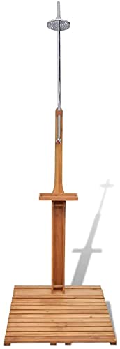 Portable Outdoor Garden Shower Stand - Adjustable Water Pressure Wooden Camping Shower for Backyard, Pool, Beach & Spa | 29.5
