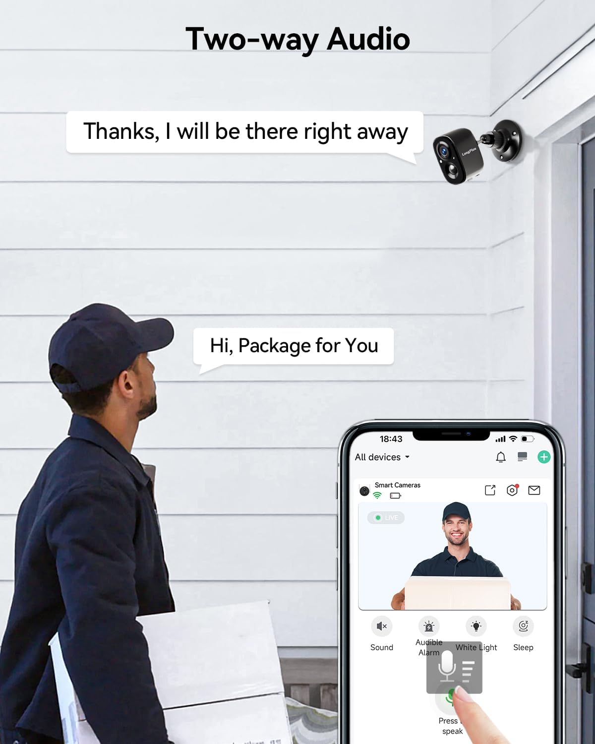 LongPlus Wireless Outdoor Security Camera with Solar Power, 1080P HD Color Night Vision, PIR Human Detection, Spotlight & 2-Way Audio - Ideal for Home Surveillance, Backyard Monitoring, and Property Protection (Black)