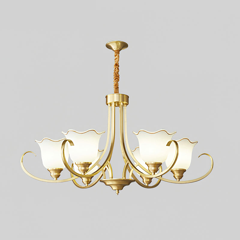 Elegant Blooming Flower Glass Chandelier - Modern Crystal Ceiling Light Fixture for Dining Room, Bedroom & Living Room Decor
