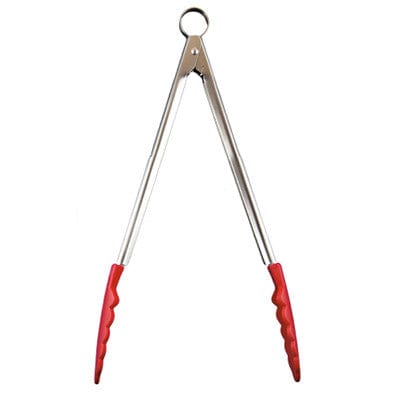 Cuisipro Premium Silicone Kitchen Tongs - 12 Inch Heat-Resistant Cooking Utensil (Red) - Perfect for Grilling, Salad Tossing & Non-Stick Cookware