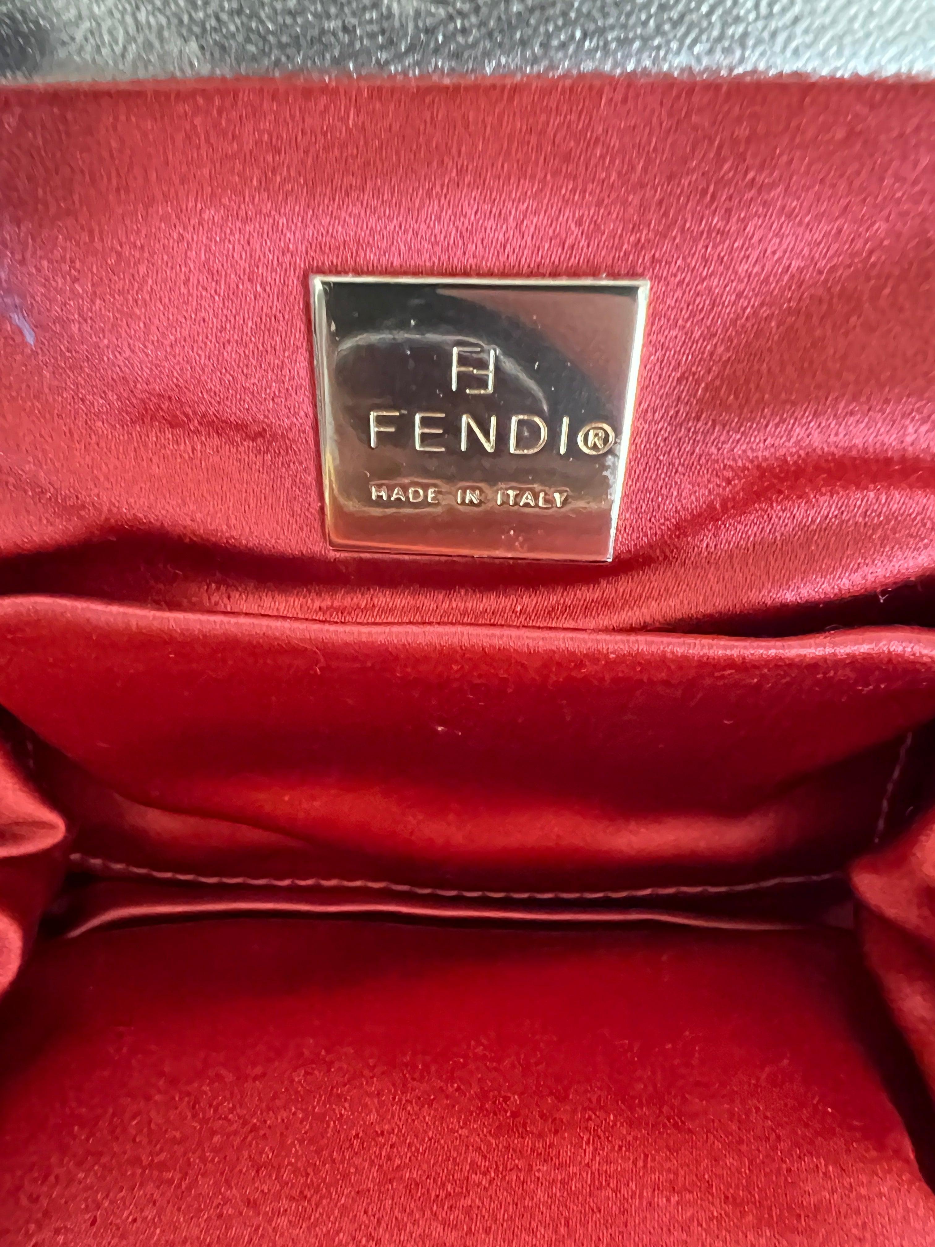 Vintage FENDI Golden Leather Handbag for Women - Luxury Designer Crossbody Purse with Chain Strap - Perfect for Parties, Date Nights & Special Occasions
