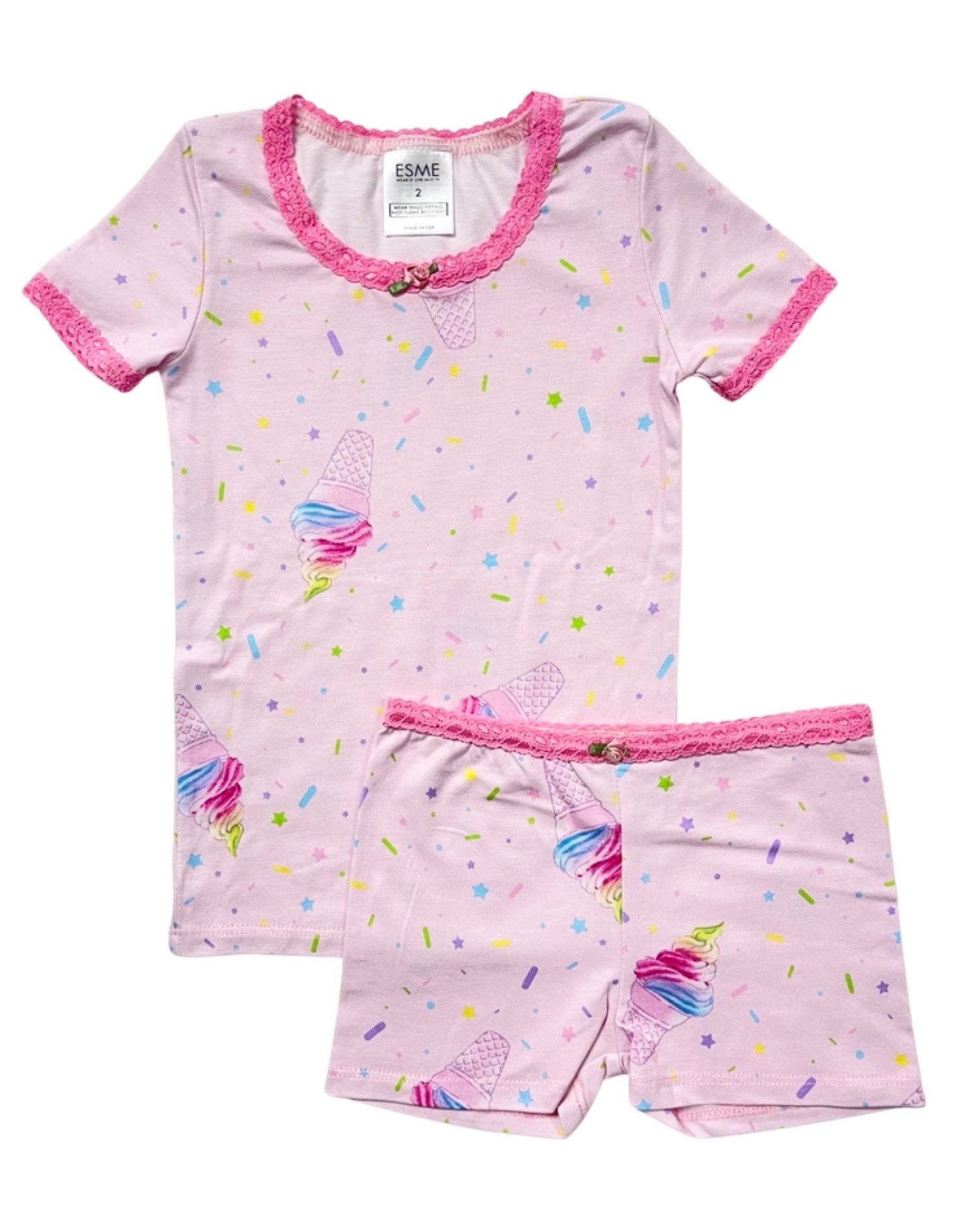 Stylish Summer Ice Cream Print Short Sleeve Top & Shorts Set - Perfect for Beach Outings, Casual Wear, and Vacation Outfits