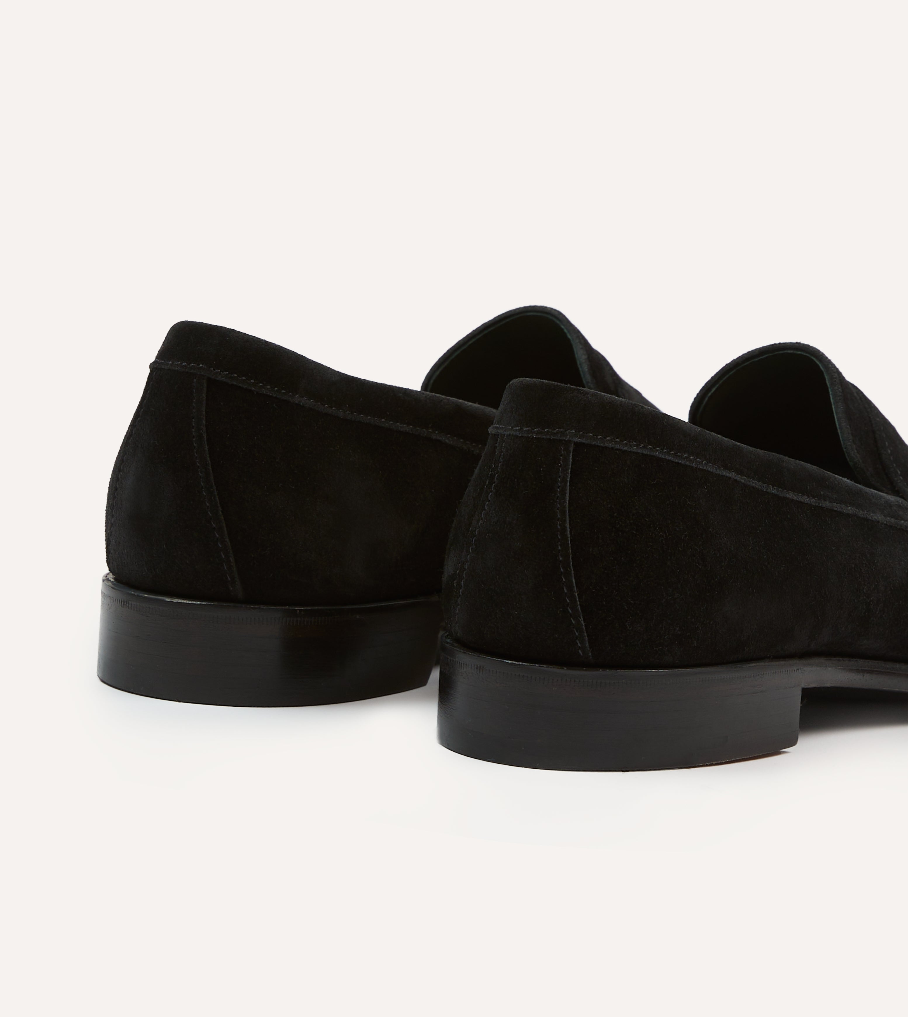 Drake's by A. Levine Men's Black Suede Penny Loafers - Goodyear Welted Charles Mk II Dress Shoes for Business & Casual Wear