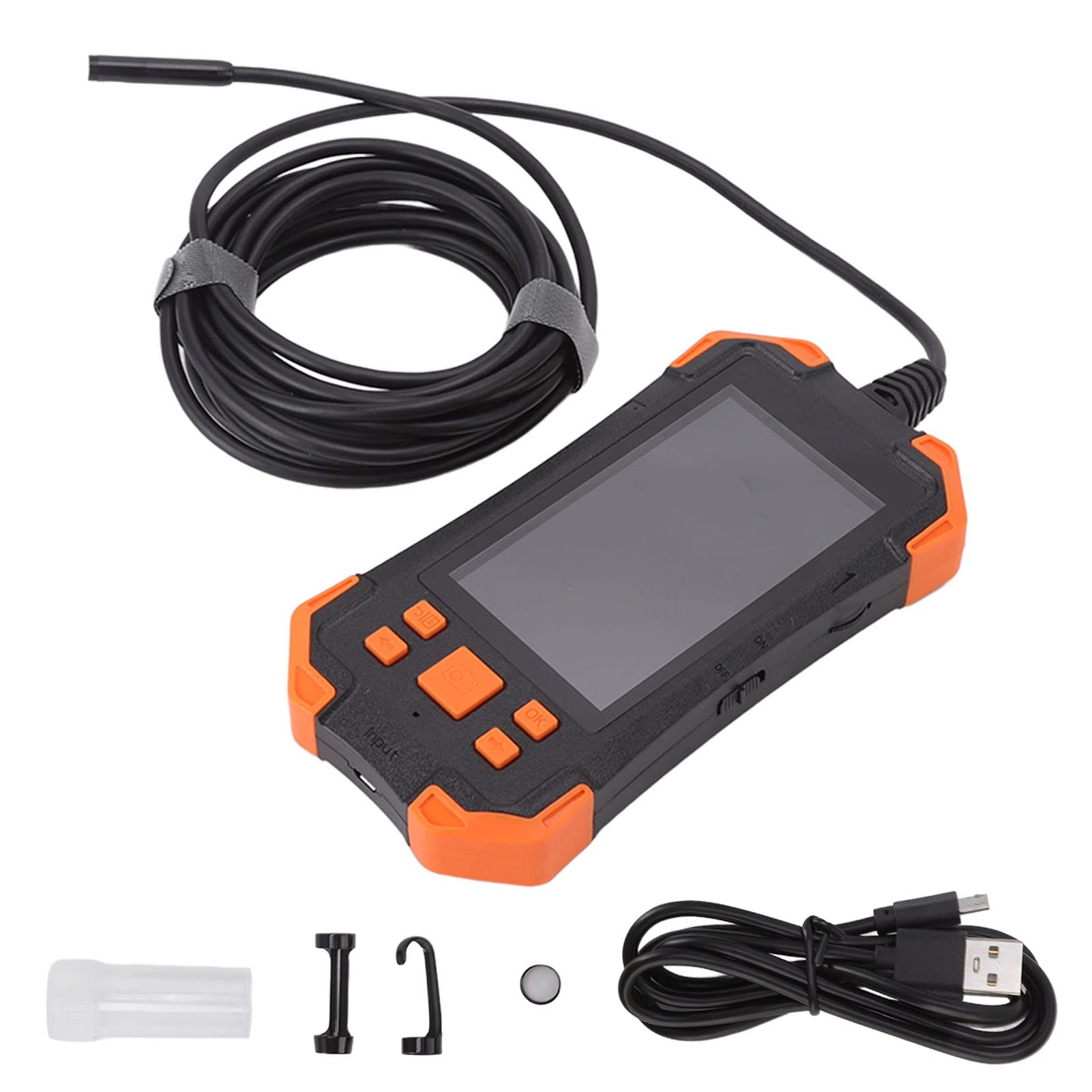 Zerodis 7.9mm Dual Lens IP67 Waterproof Borescope Inspection Camera - 1080P HD Snake Camera with 4.3 Inch LCD Screen & 16.4ft Cable (Orange) | Ideal for Plumbing, HVAC, Automotive & Home Maintenance Inspections