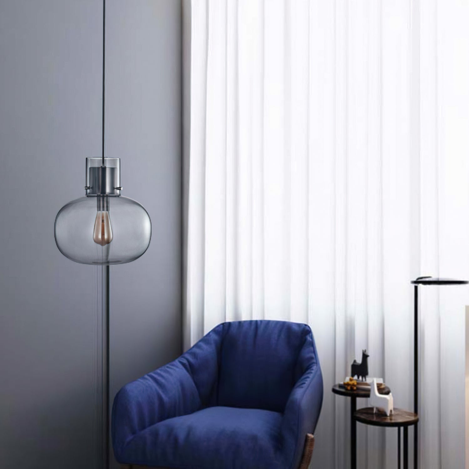 Cambre Glass Pendant Light - Modern Hanging Fixture for Kitchen Island, Dining Room & Bedroom Lighting - Dimmable LED Chandelier with Clear Glass Shade