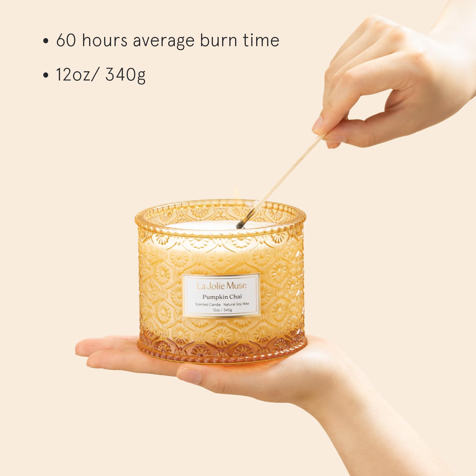 LA JOLIE MUSE Pumpkin Spice Scented Soy Candle - Large 2-Wick Fall Home Decor Candle, 60 Hours Burn Time, Luxury Jar Candle Gift for Women & Men (Pumpkin Chai, 12oz) - Perfect for Cozy Autumn Evenings, Thanksgiving Decor & Holiday Gifting