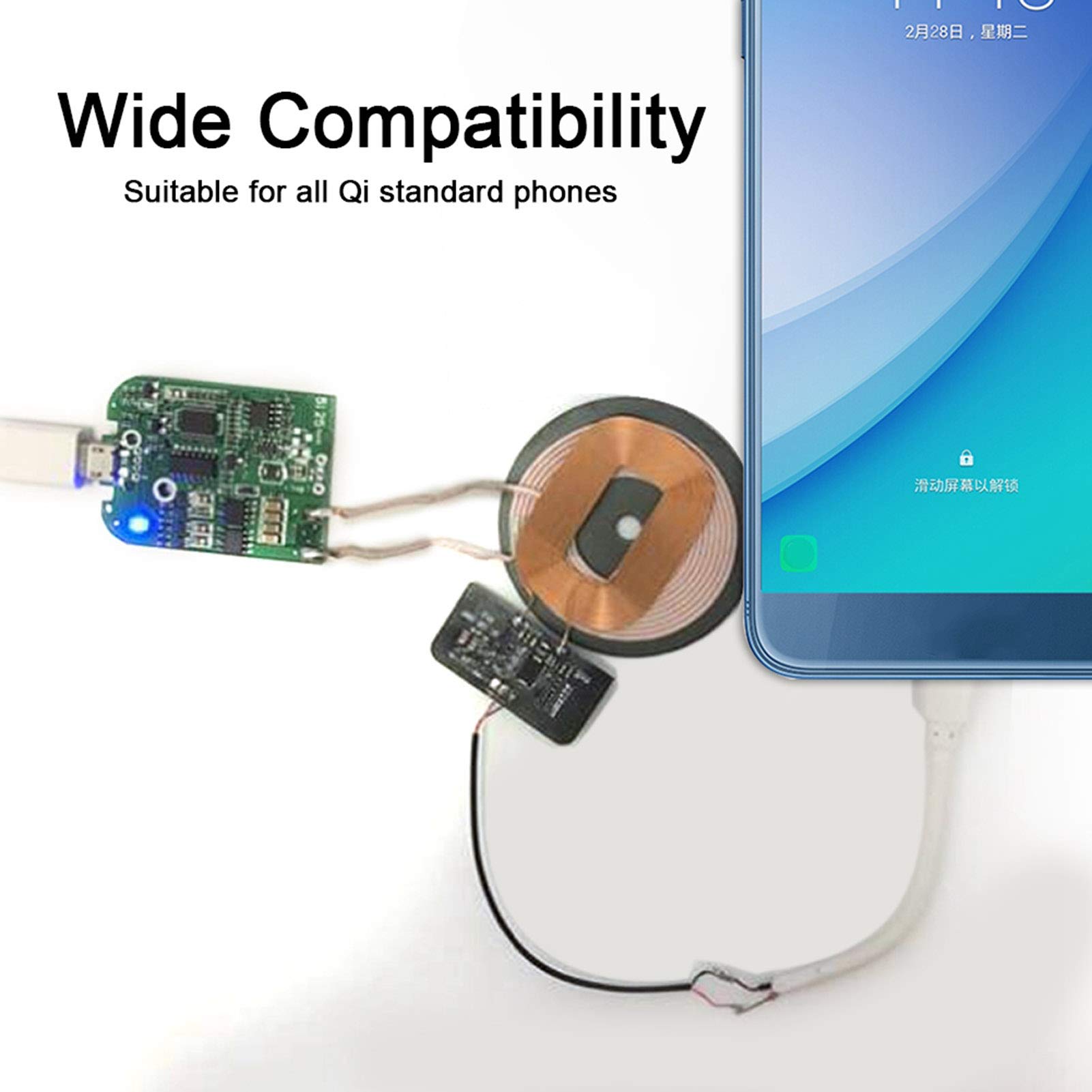 Qi Standard Wireless Charger Receiver Module - 5V 1A Ultra-Thin DIY Charging Coil Circuit for Qi-Compatible Devices - Perfect for Smartphones, Tablets & Wearables