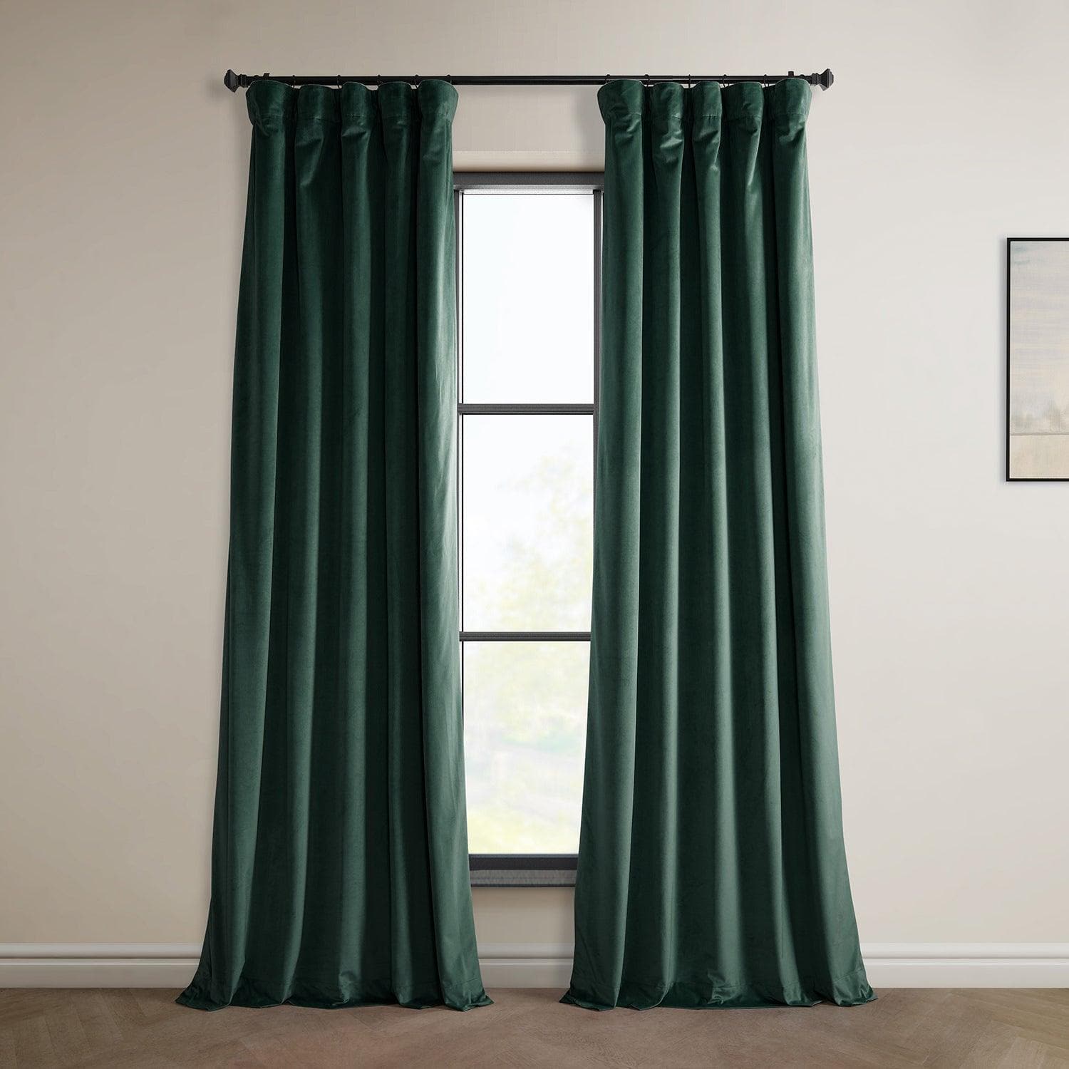 Forest Green Heritage Plush Velvet Blackout Curtains for Bedroom & Living Room - Thermal Insulated Noise Reducing Window Drapes for Home Decor