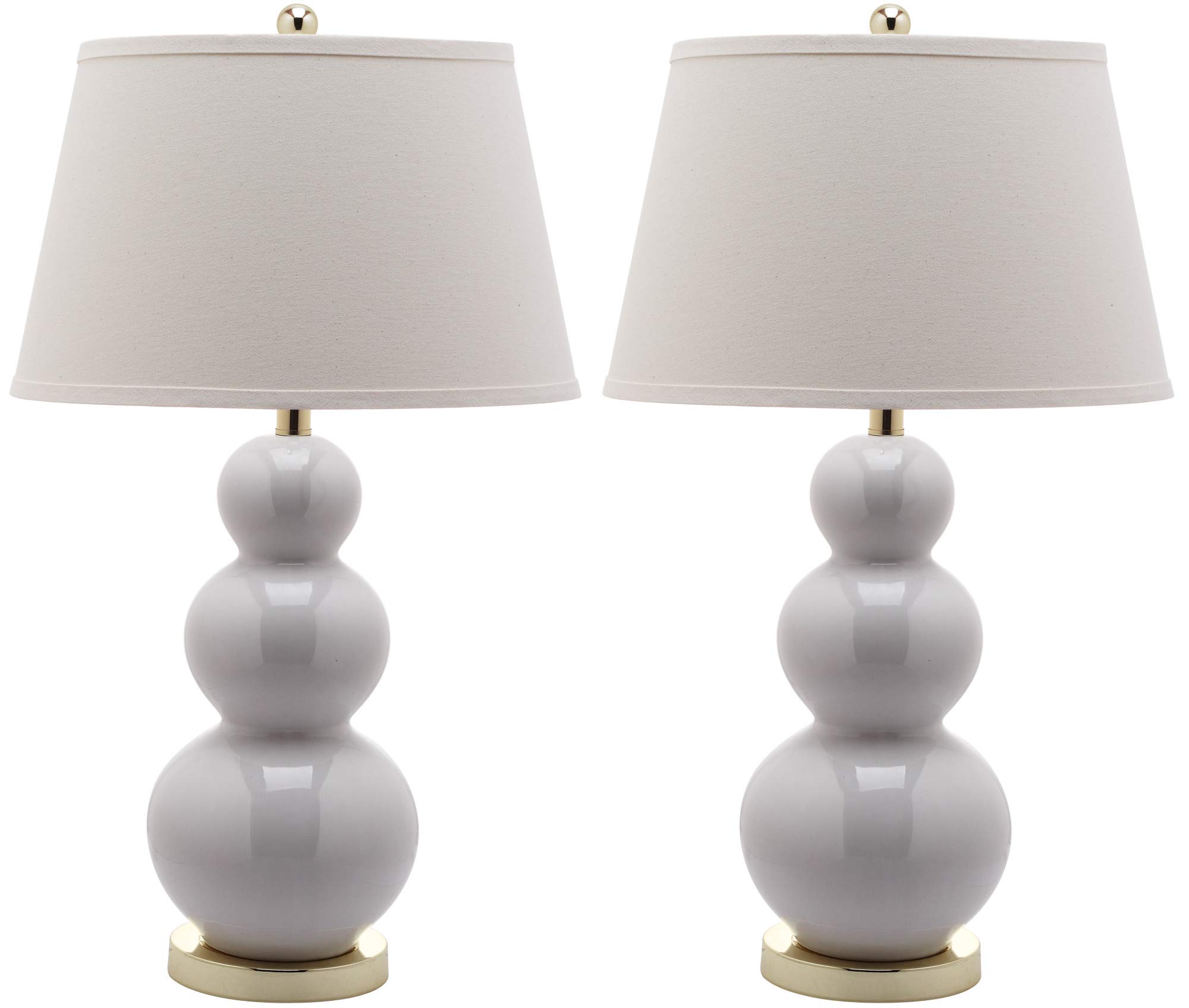 SAFAVIEH Pamela Modern White Triple Gourd Ceramic Table Lamp Set of 2 - 27