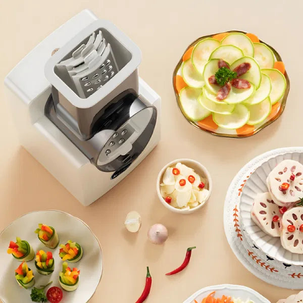 Multi-Functional Electric Slicer, Grater & Dicer - 3-in-1 Kitchen Appliance for Fast Food Prep, Perfect for Salads, Cheese & Veggies