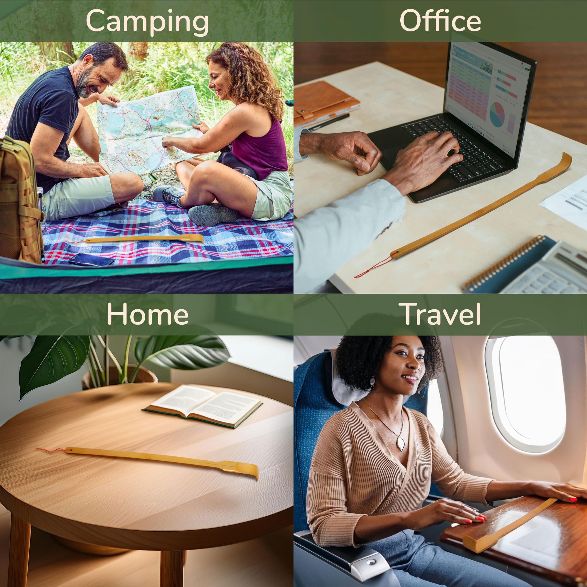 BambooMN 16.5 Inch Traditional Thin Travel Size Bamboo Wooden Back Scratcher - 3 Pack Body Relaxation Massager for Itching Relief - Perfect for Home, Office, Travel & Gift Giving