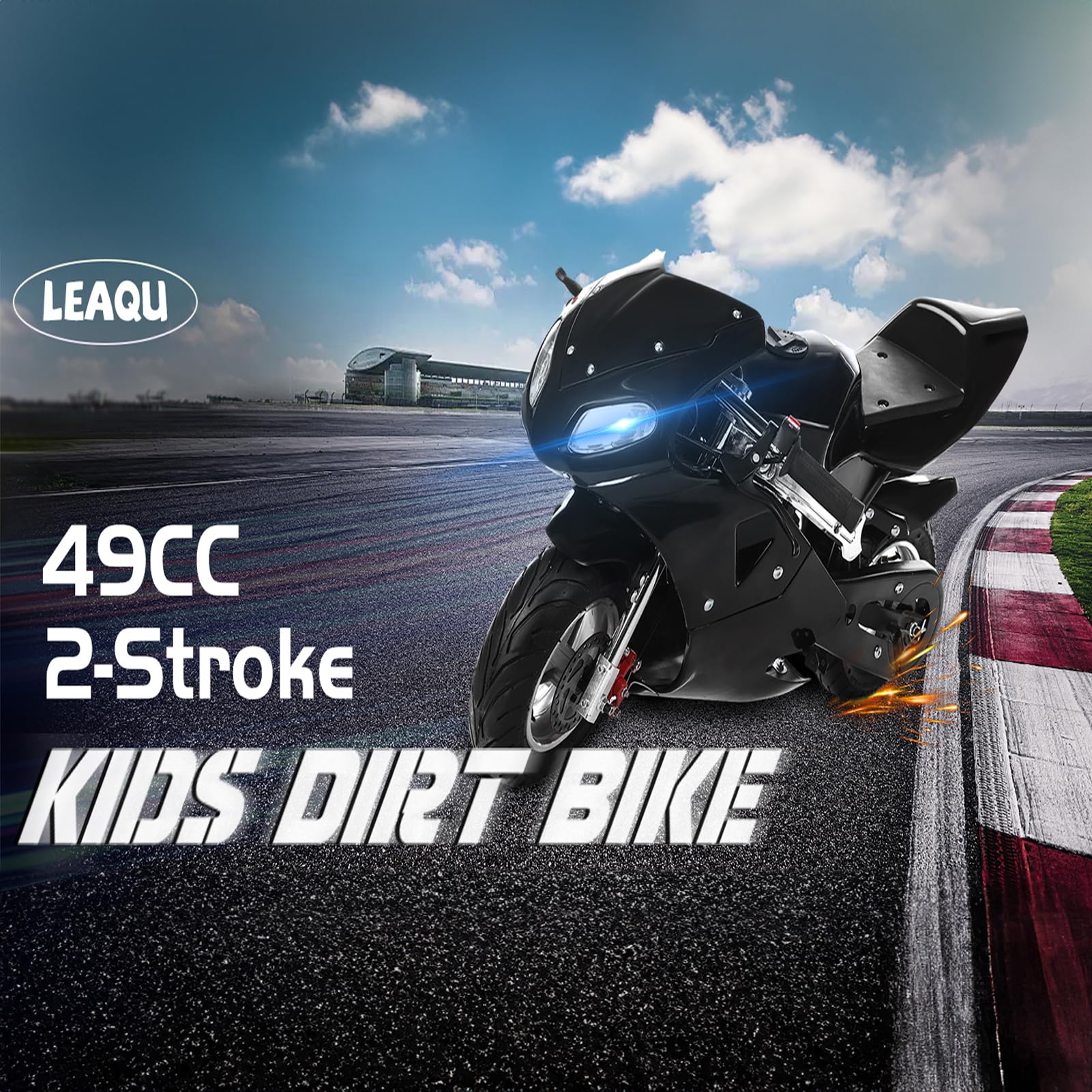 49CC 2-Stroke Mini Dirt Bike for Kids - Gas Powered Pocket Pit Trail Motorcycle, Up to 18MPH Speed, 170 LBS Weight Capacity, 21 Inch Wheels - Perfect for Backyard Riding, Off-Road Trails & Beginner Motocross Training
