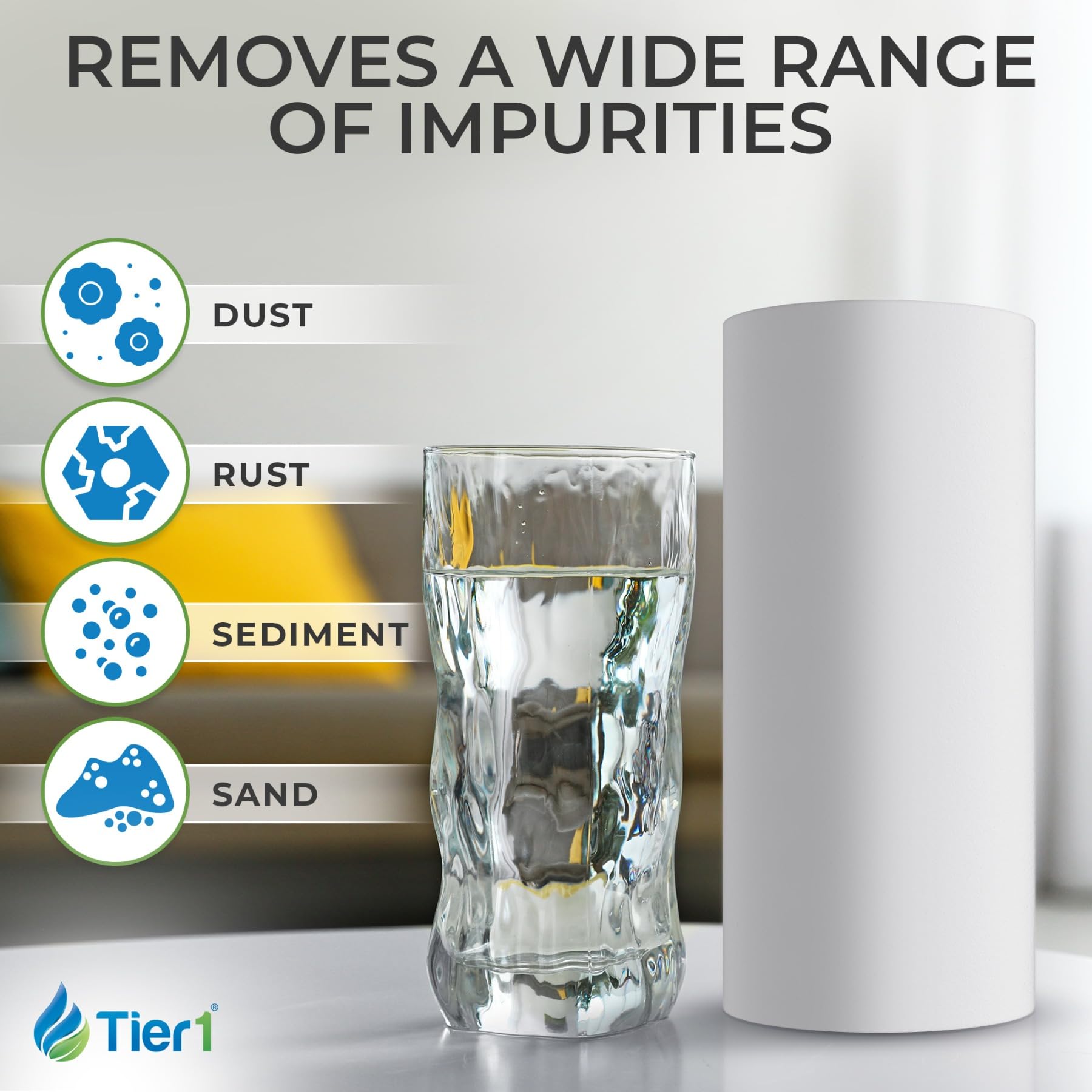 10 Inch x 4.5 Inch 1 Micron Tier1 Whole House Sediment Water Filter Replacement Cartridge - 12-Pack Spun Wound Polypropylene | Compatible with Pentek DGD-2501 & 155359-43 | Perfect for Well Water, Municipal Water Filtration Systems & Home Water Purification