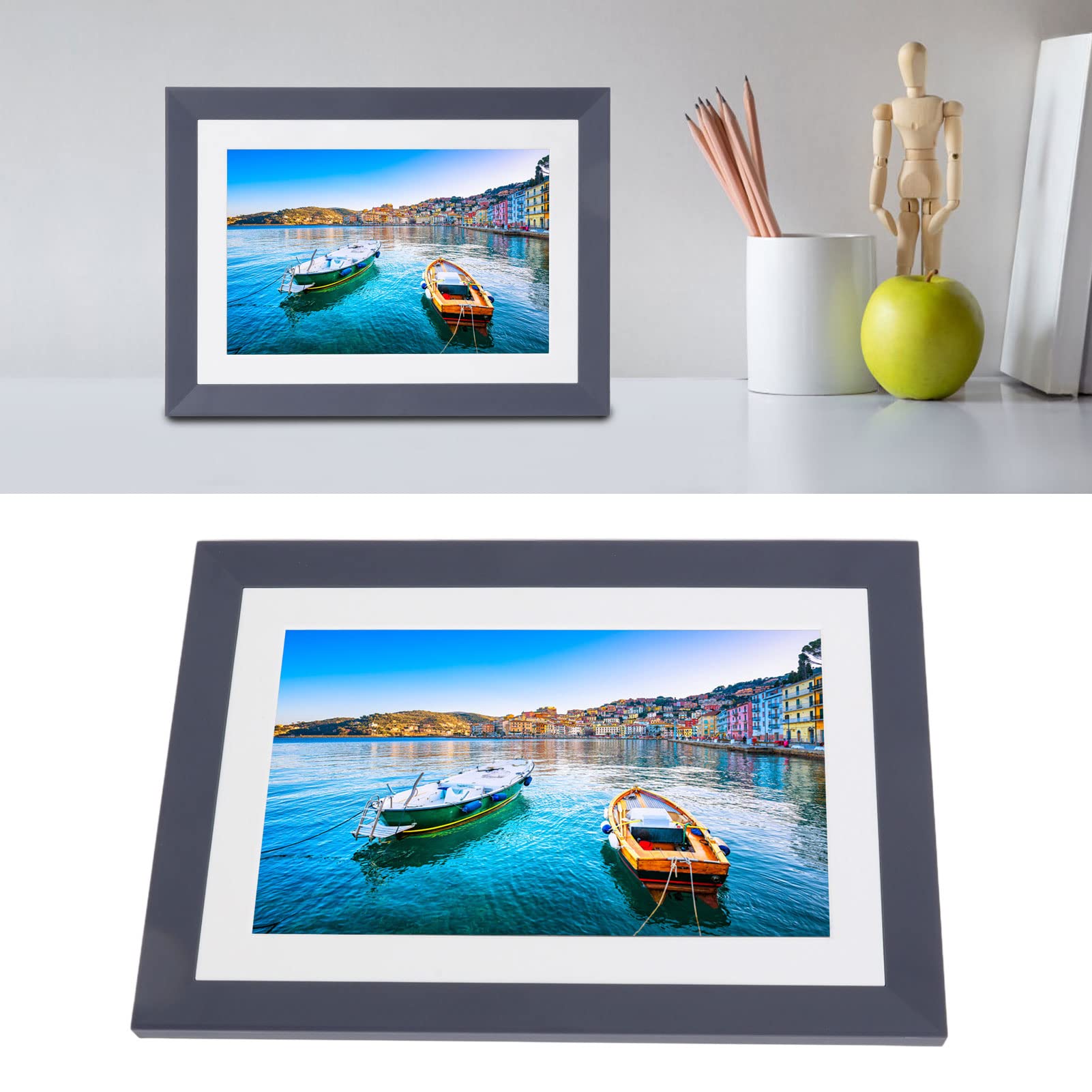 10 Inch Digital Picture Frame with 16GB Memory - Touch Screen Electronic Photo Frame, HD Display for Desktop - Perfect for Living Room, Bedroom, Office & Gifts (Natudeco)