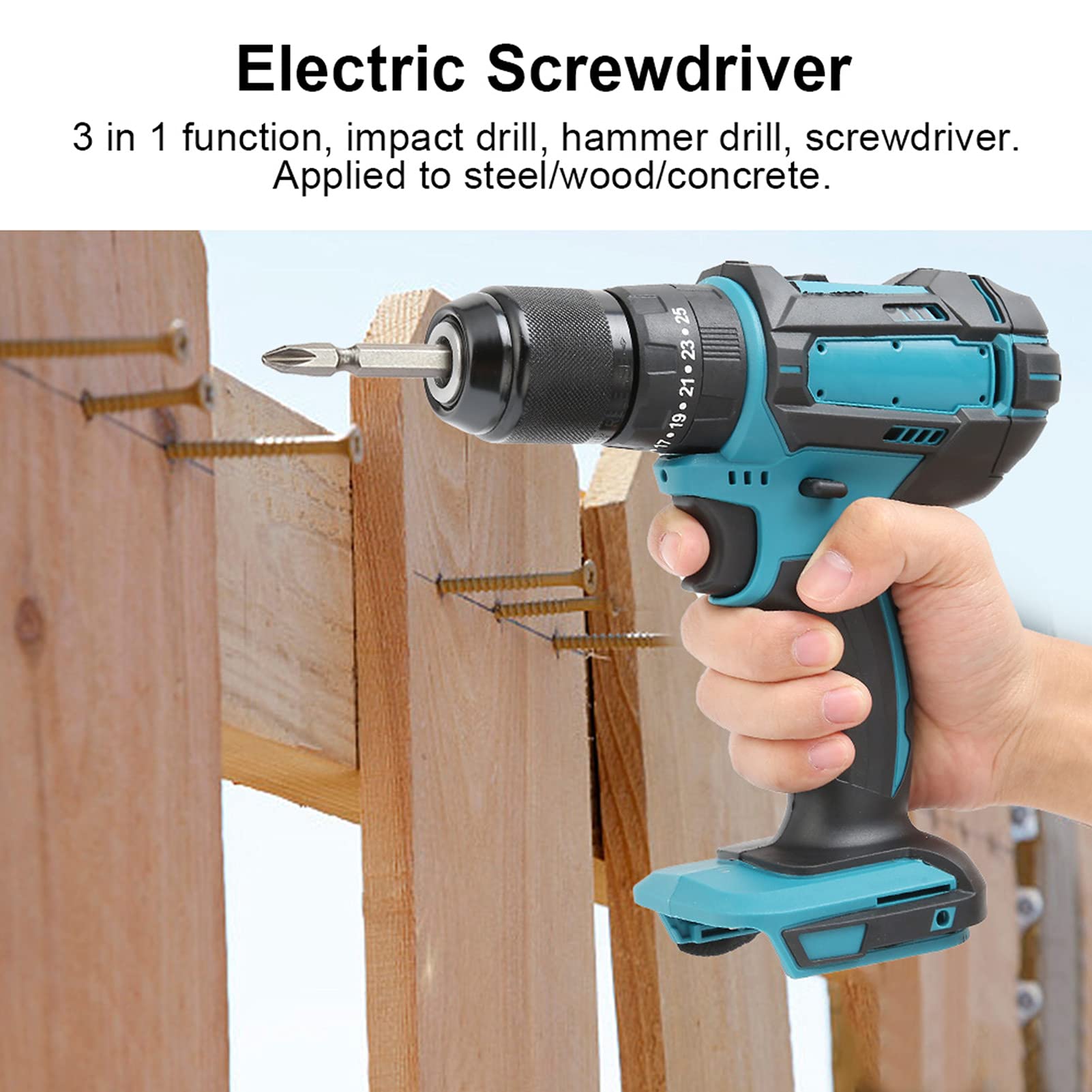 FIYO 13MM Electric Cordless Screwdriver - High Power Hammer Drill with Impact Function for Home DIY Projects | Perfect for Furniture Assembly, Home Repairs & Woodworking Tasks