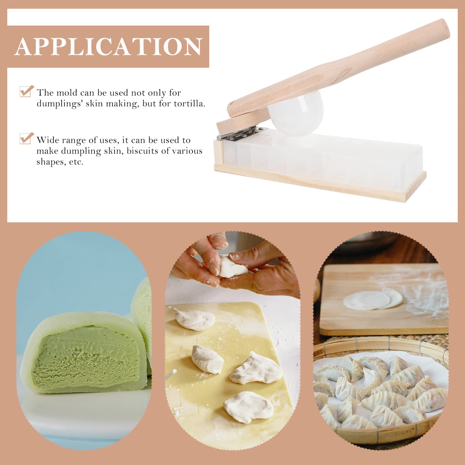 GANAZONO Tortilla Press - Plastic & Wood Dumpling Maker for Baozi, Pierogi, Ravioli & Hand Pies - Dough Press & Pastry Kitchen Tool for Homemade Mexican, Chinese & Italian Cuisine