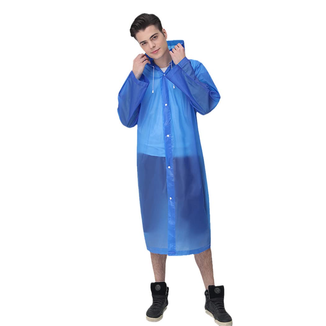 Waterproof Reusable Raincoat for Women & Men - Clear EVA Hooded Rain Jacket with Thickened Frosted Design | Outdoor Rainwear for Hiking, Commuting & Travel