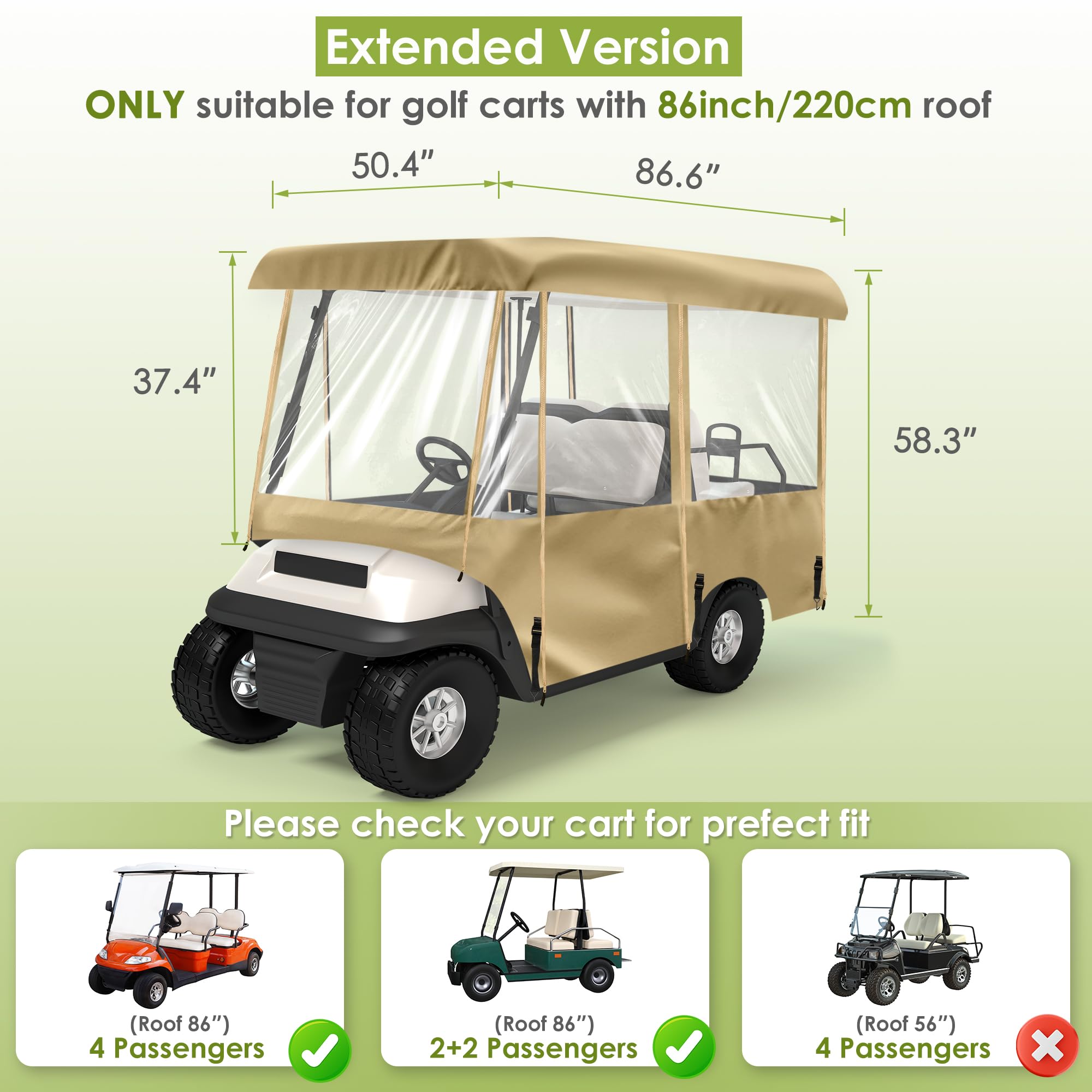 SHANTRA Universal Golf Cart Enclosure Cover for 2/4 Passengers - Waterproof Rain Protection with 4-Sided Clear Windows | Portable Design with Carry Bag | Perfect for Outdoor Golfing, Camping & RV Trips