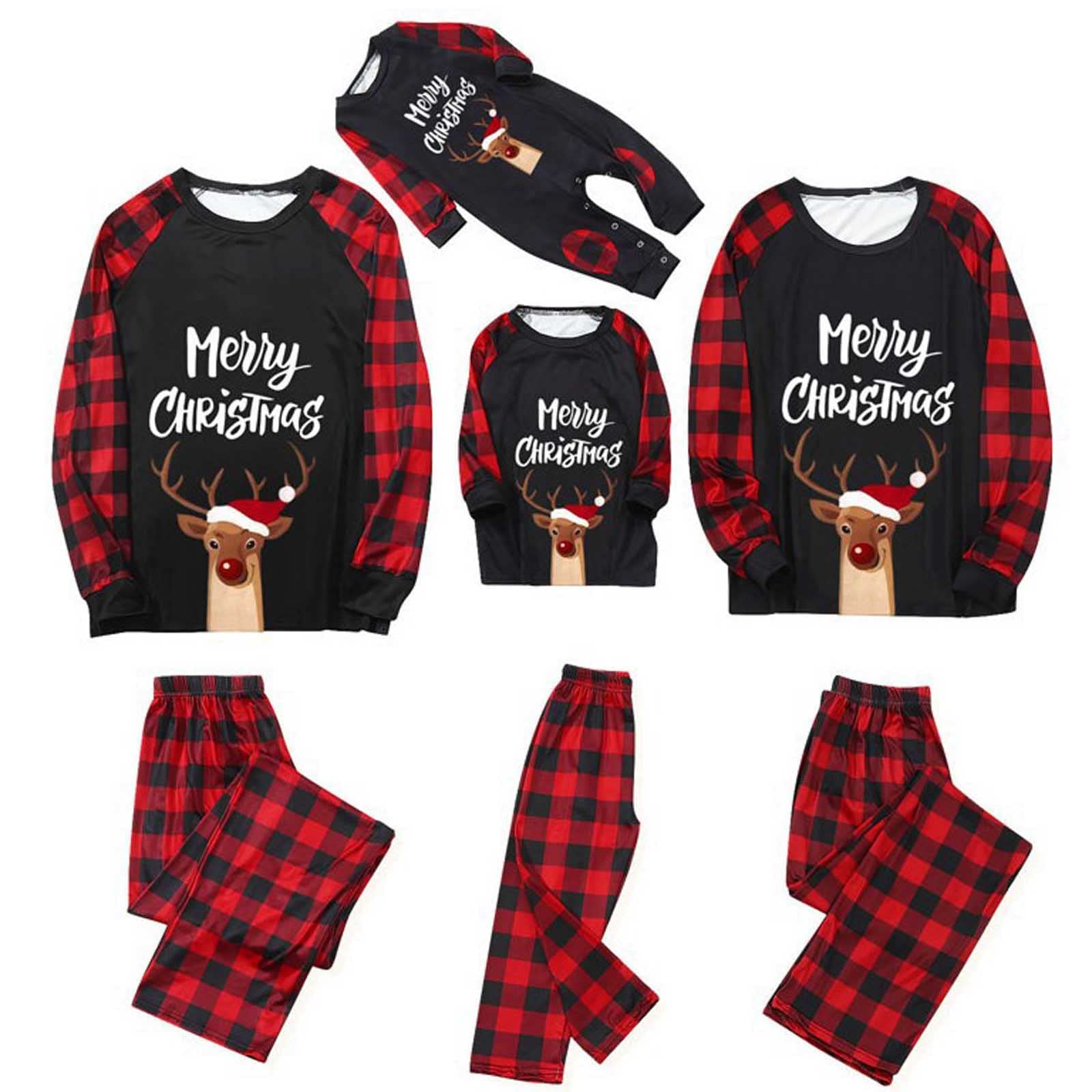 **Christmas Matching Family Pajama Sets - Letter Print & Plaid Sleepwear for Women, Men & Kids - Cozy Holiday Pjs for Family Photos & Festive Nights**