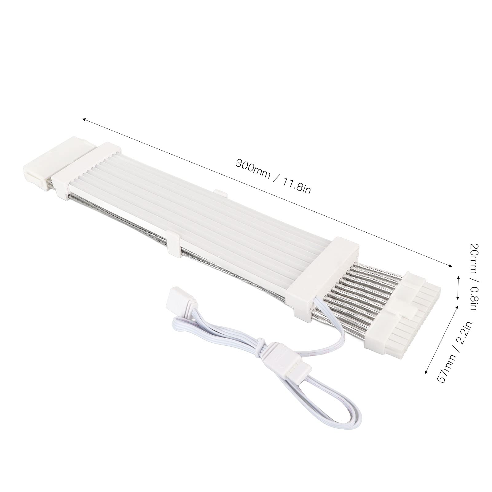 RGB Power Supply Cable Extension Kit - 24PIN ARGB Sleeved White PSU Cable for Gaming PC Case | Perfect for Custom PC Builds & RGB Lighting Setups