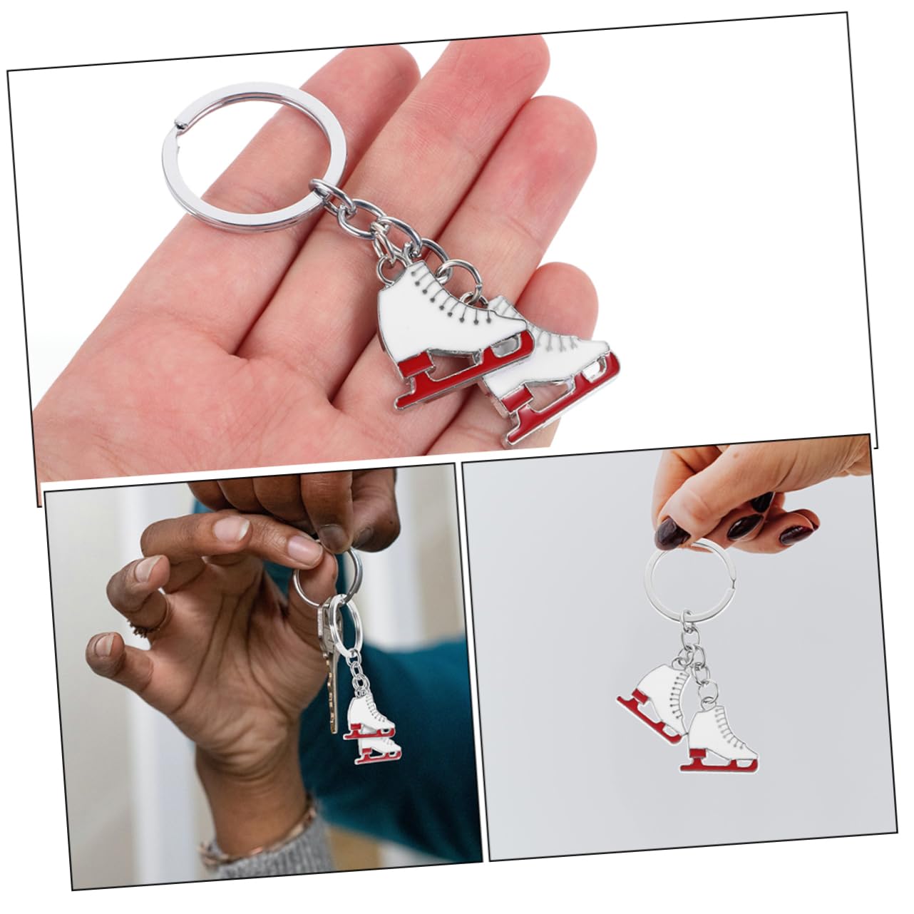 MILISTEN 3-Piece Skate Keychain Set - Mini Ice Skate Keychains, Novelty Metal Key Holders with Boot Keychain - Perfect for Skaters, Winter Sports Enthusiasts & Gift Giving