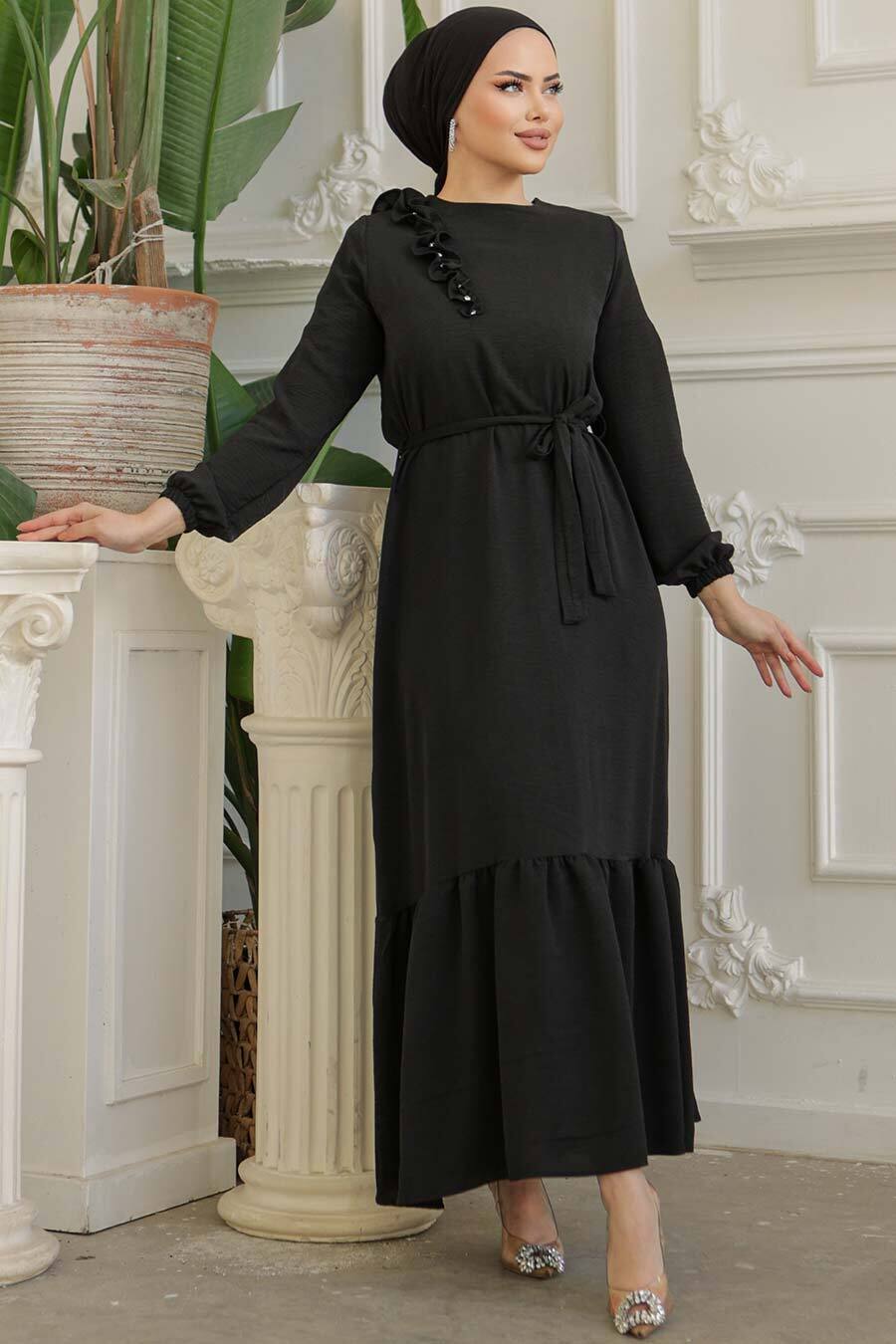 Tanya Long Maxi Dress with Ruffle Design & Waist Belt - Elegant Flowy Summer Dress for Beach, Wedding, and Special Occasions