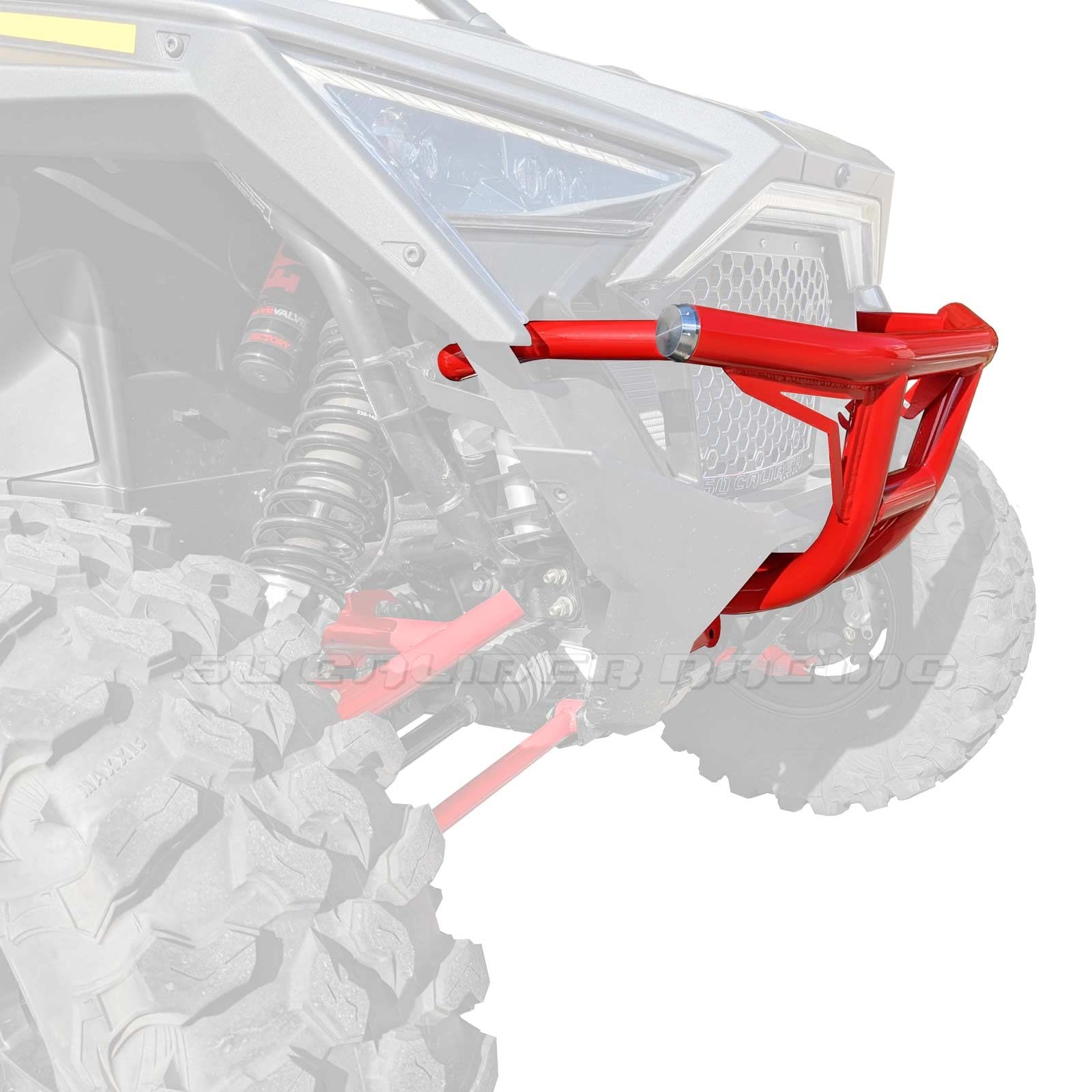 50 Caliber Racing Red Front Bumper for Polaris RZR Pro XP & XP4 (2020+) - Compatible with 2 & 4 Seater Models, Light Bar Tabs Included - Perfect for Off-Roading, Trail Riding & UTV Adventures