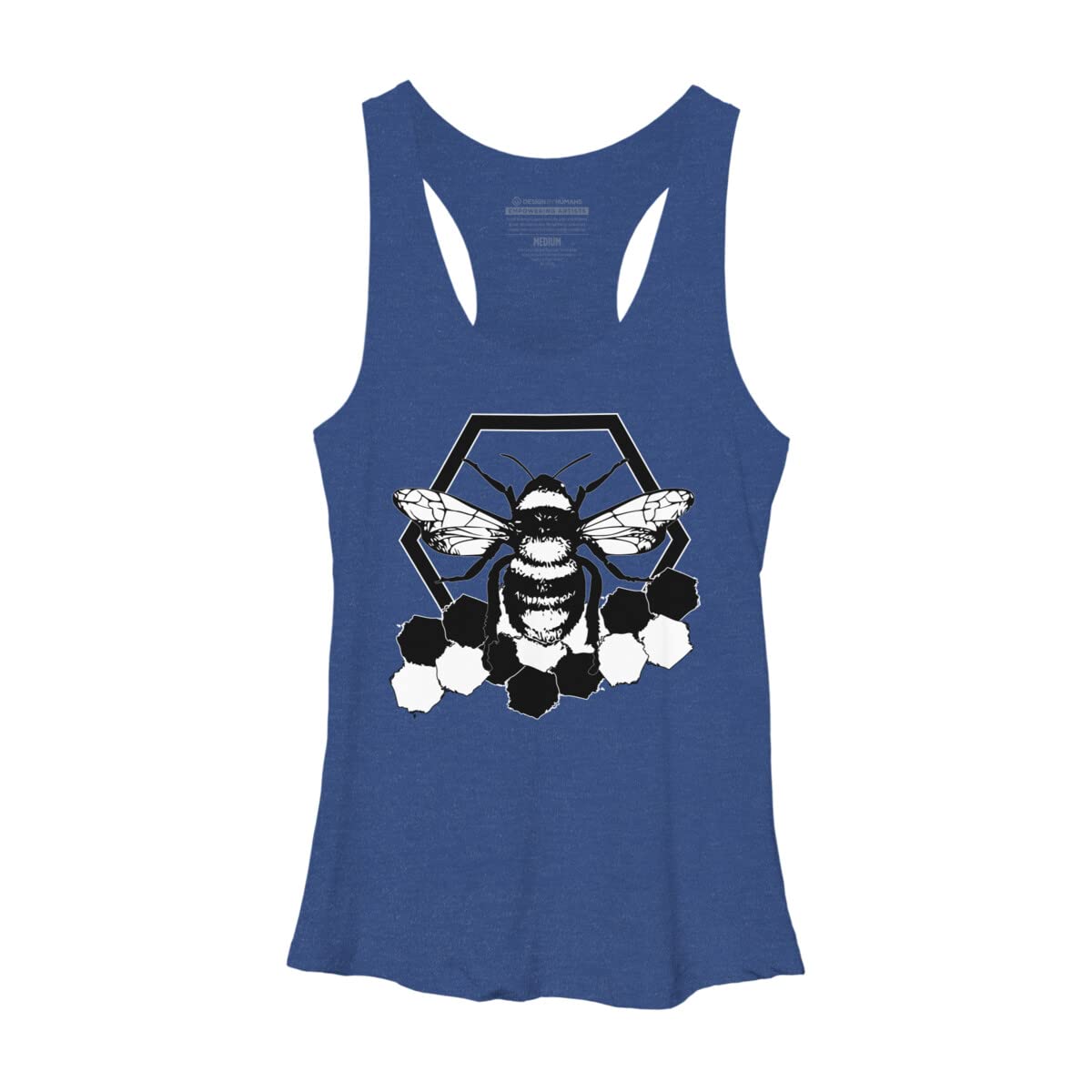 Design By Humans Women's Bee Graphic Racerback Tank Top by MysticMoonVibes - Soft Cotton Summer Casual Wear for Yoga, Beach & Everyday Outfits