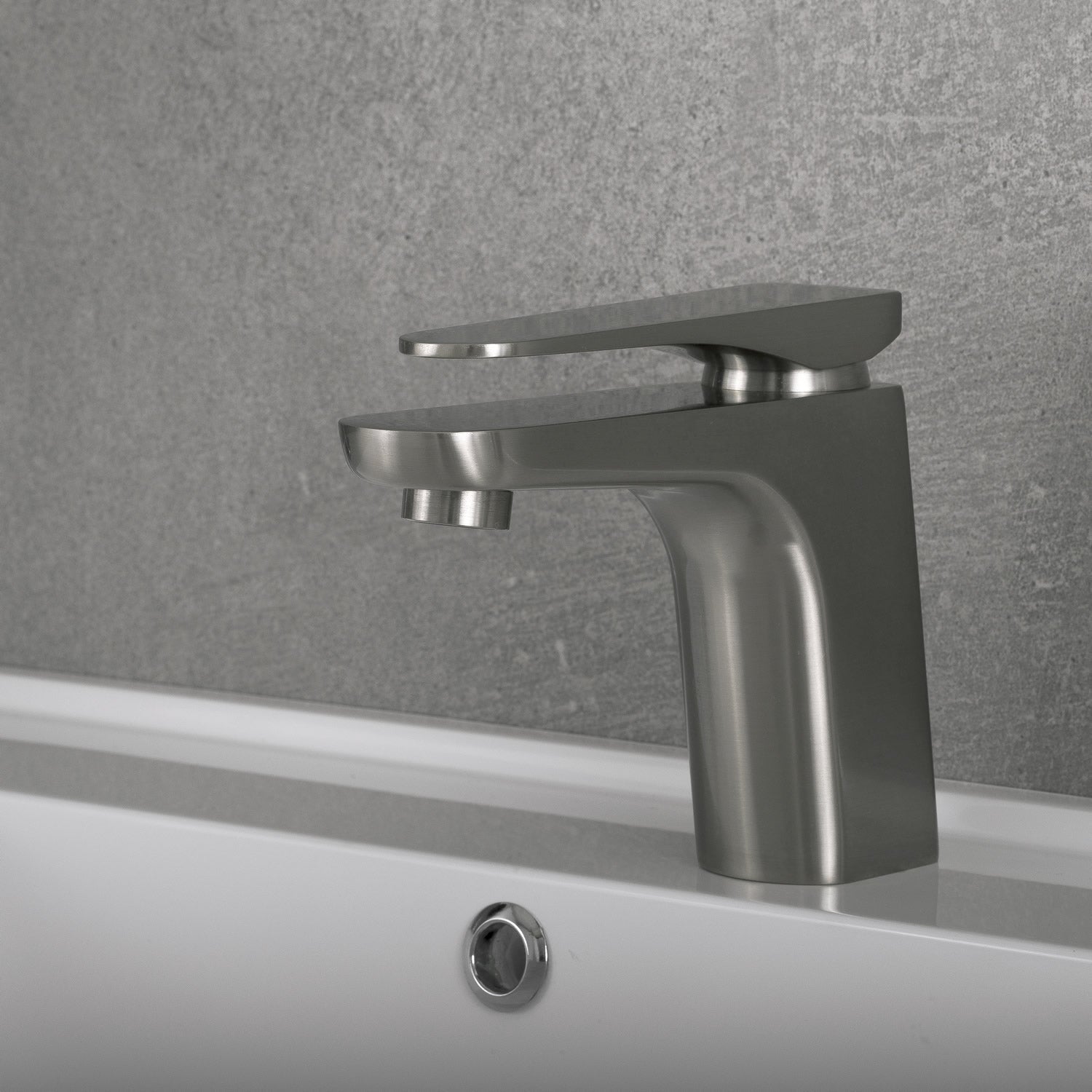 DAX 805A Single Handle Bathroom Sink Faucet - Solid Brass Construction, 6 7/8 x 5 5/16 Inches - Modern Waterfall Spout for Bathroom Vanity, Powder Room & Guest Bath Installation