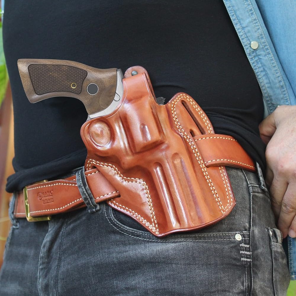 Premium Leather OWB Pancake Holster with Thumb Break - Fits Ruger GP-100 .357 Magnum 4.2