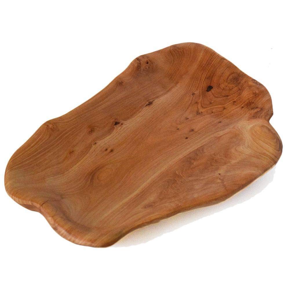 Hand Carved Root Wood Serving Tray - 12-13 Inch Party Platter for Sandwiches, Appetizers & Jewelry Display | Rustic Wooden Dish for Entertaining, Home Decor & Vintage Ring Holder