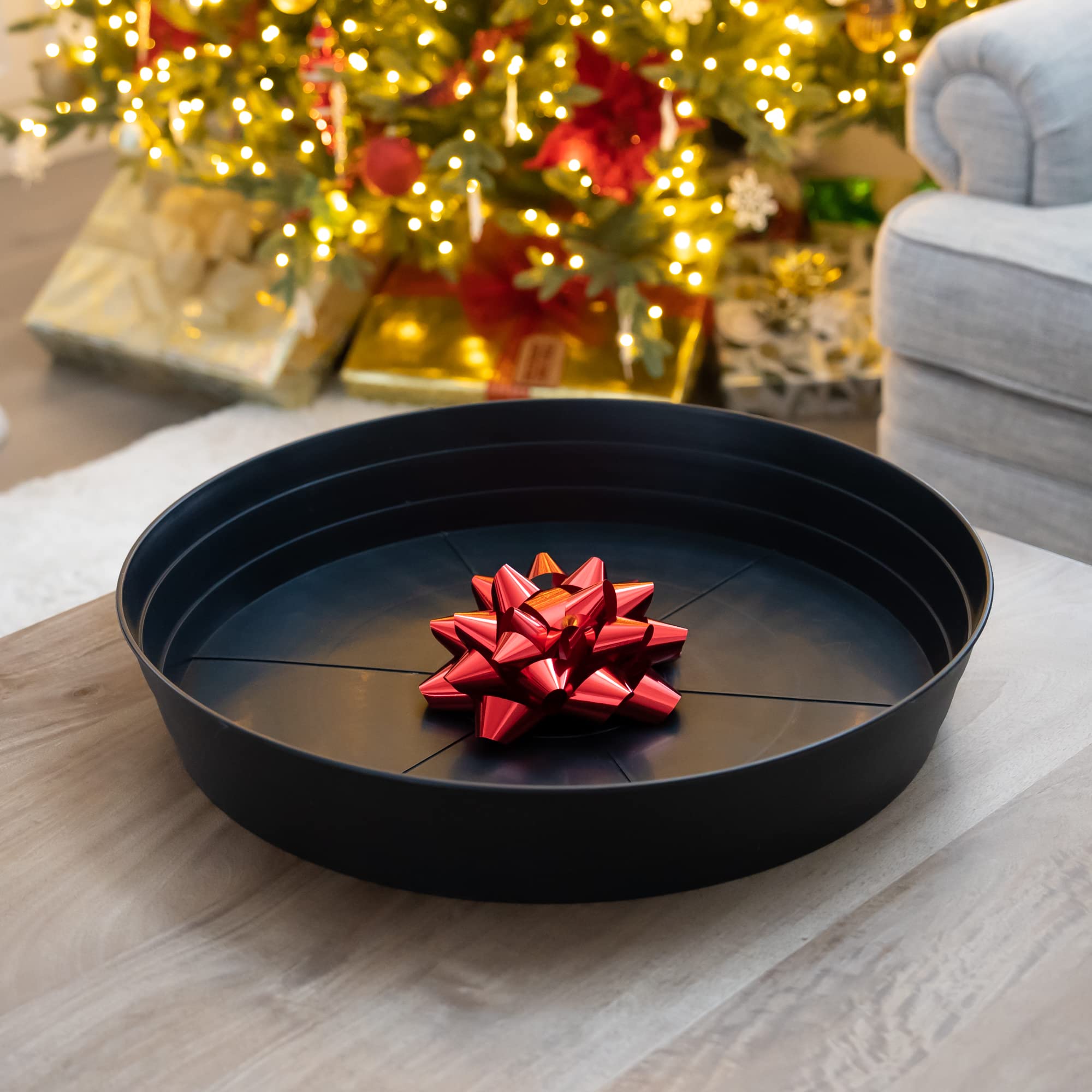 16 Inch Large Plant Saucers for Potted Plants - Extra Deep Drip Trays with Felt Mat for Floor Protection - Plastic Plant Trays for Indoor Use (No Holes) - 16W x 2.25D in - Perfect for Houseplants, Flower Pots, and Indoor Gardening