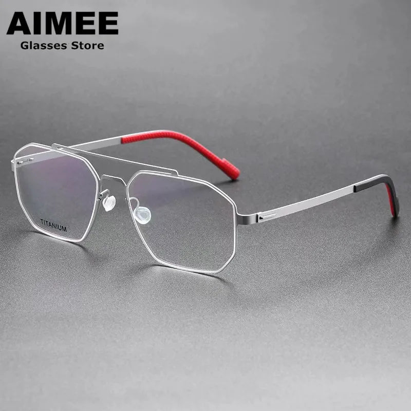Aimee Women's Full Rim Square Double Bridge Titanium Eyeglasses Frame 98003 - Lightweight Durable Glasses for Work, Reading & Fashion