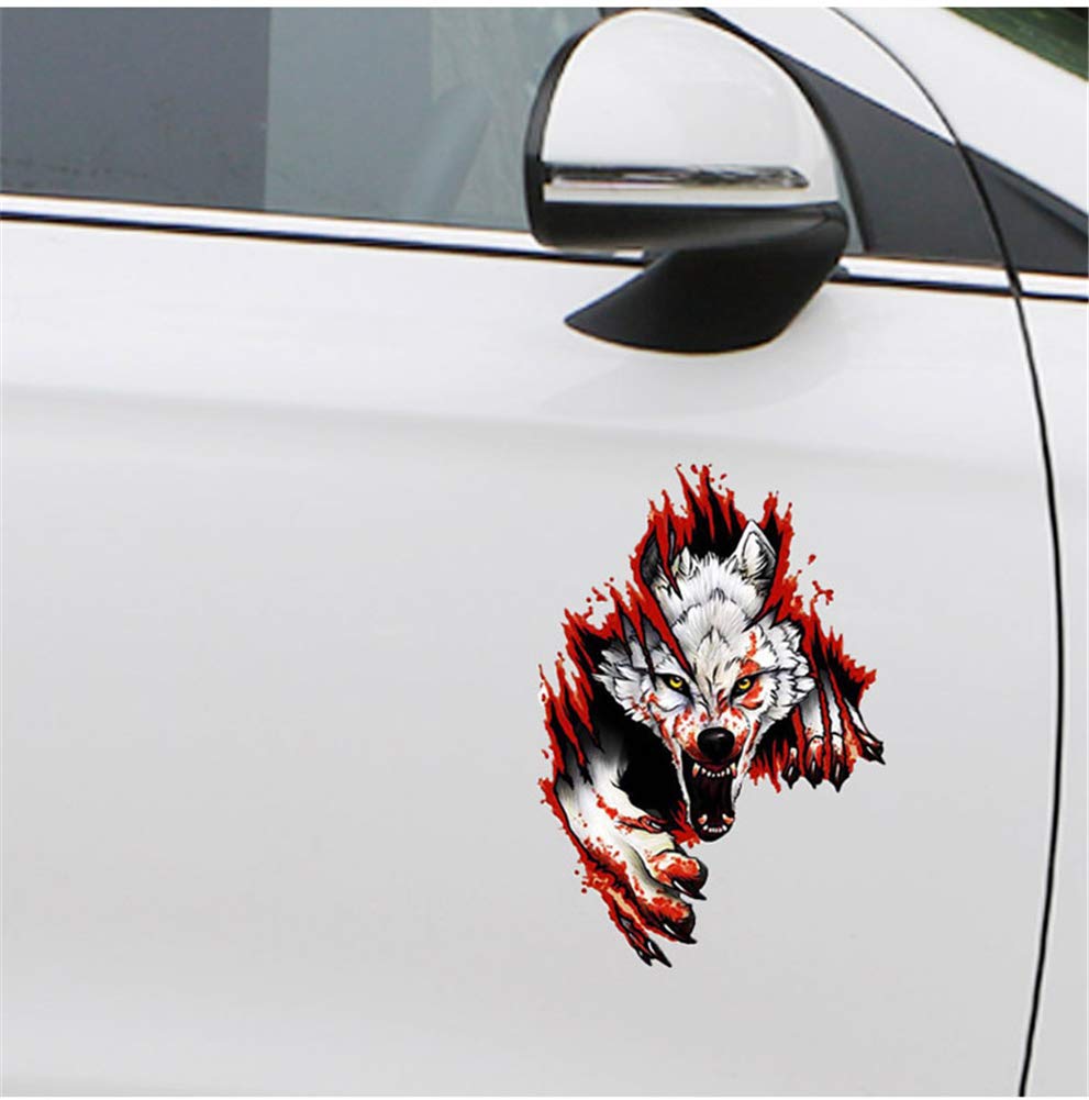 3D Angry Wolf Head Car Stickers - Creative Funny PVC Decals for Cars, Trucks, Laptops | Universal Automotive Accessories for Personalization & Style Enhancement