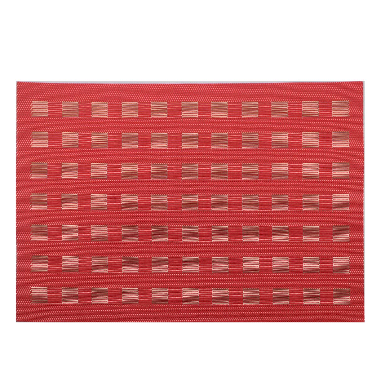 Gugrida PVC Woven Vinyl Placemats Set of 6 - Waterproof & Durable Table Mats for Dining, Kitchen, or Outdoor Use (Red)