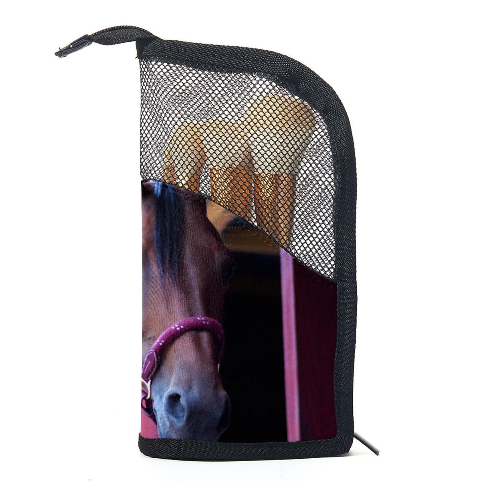 12-Piece Makeup Brush Organizer Bag with Portable Case - Farm Portrait Horse Design - Perfect for Travel, Home Storage & Professional Makeup Artists