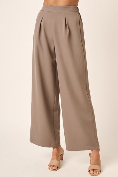 Stylish Inverted Pleat Wide Leg Pants for Women - Comfortable High Waist Flowy Trousers for Office, Casual & Travel Outfits