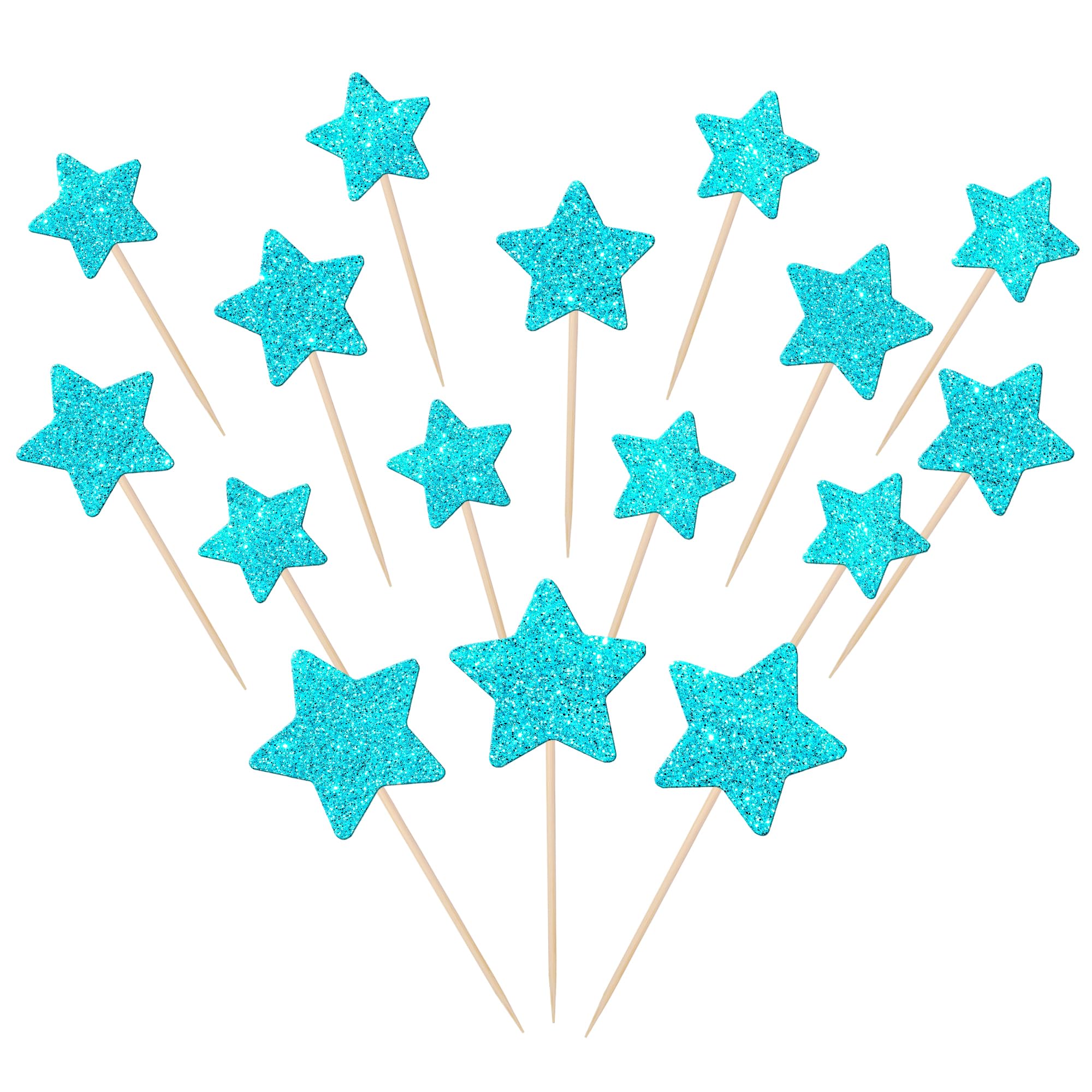 30PCS Glitter Star Cupcake Toppers - Wedding, Baby Shower Decorations