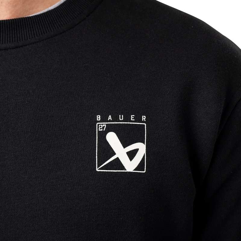 Bauer Quilted Crew Senior Black Jacket - Warm & Comfortable Winter Outerwear for Men - Perfect for Outdoor Activities, Hiking, and Casual Wear