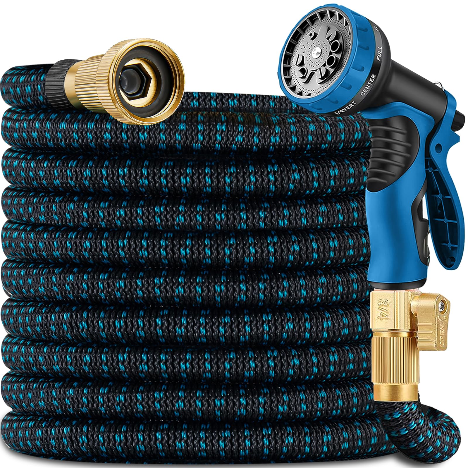 100 ft Expandable Garden Hose with 10-Function Spray Nozzle - 2024 Upgraded Flexible Water Hose for Yard, Car Wash & Outdoor Use - Lightweight Leakproof Expanding Pipe with Solid Brass Connectors - Perfect for Gardening, Lawn Care, and Outdoor Cleaning
