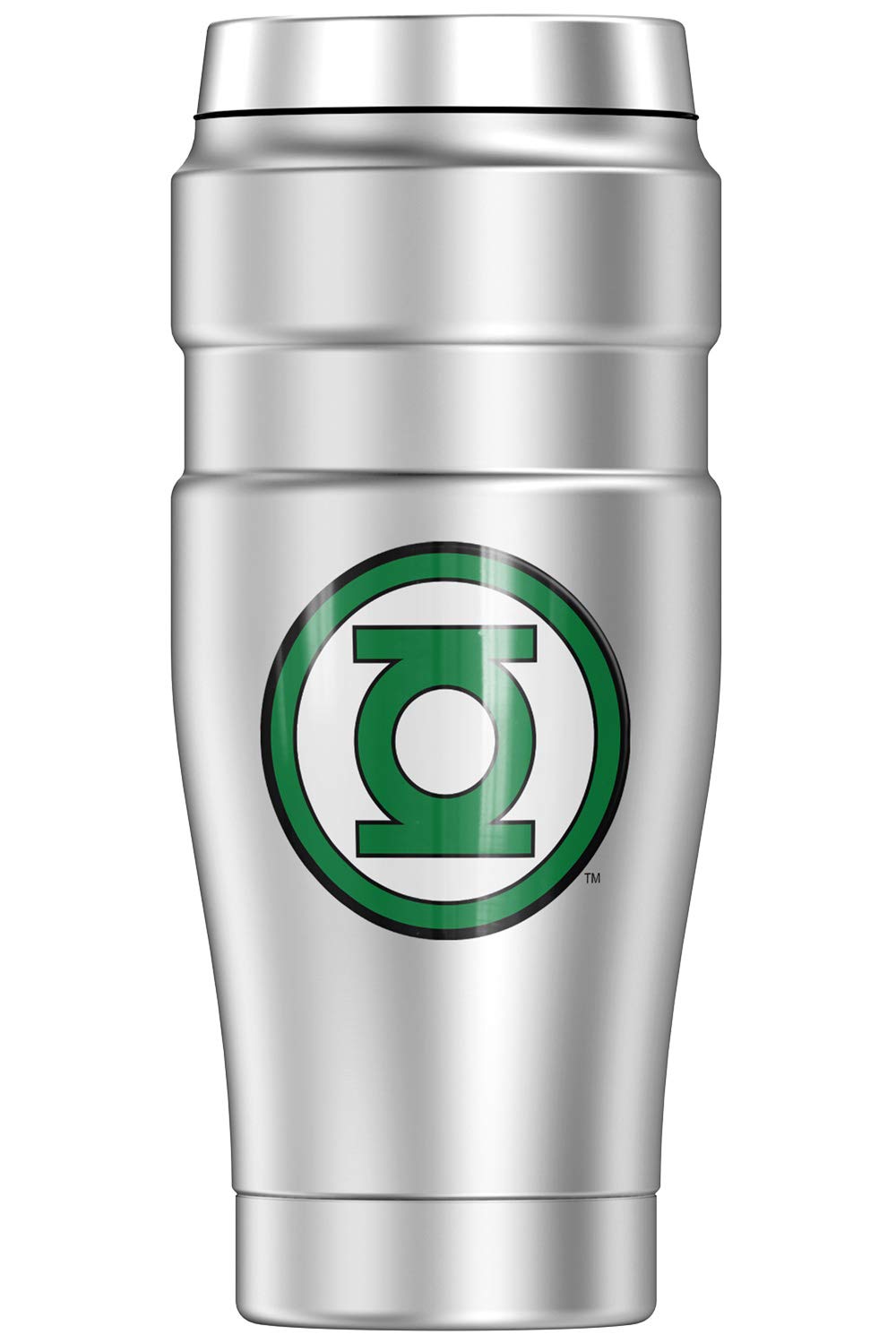 Green Lantern Circle Logo Stainless Steel Travel Tumbler - 16oz Vacuum Insulated Double Wall Thermos Mug for Coffee, Tea & Cold Drinks - Perfect for Office, Gym, Camping & Outdoor Activities